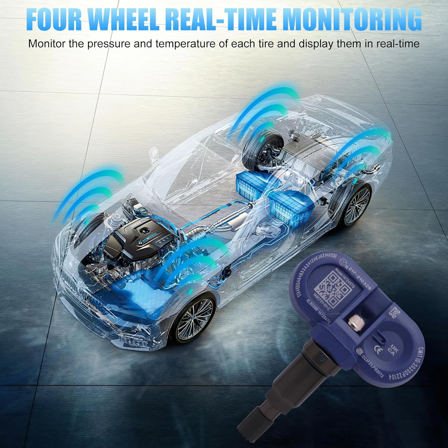 7JI Bluetooth Tyre Pressure Monitoring Kompatibel for TESLA, Reifendrucksensor TPMS Sensor System for since 2020 Tesla Model S/3/X/Y, BLE-TESLA OEM Replacement Soren Metal Valve image number 6