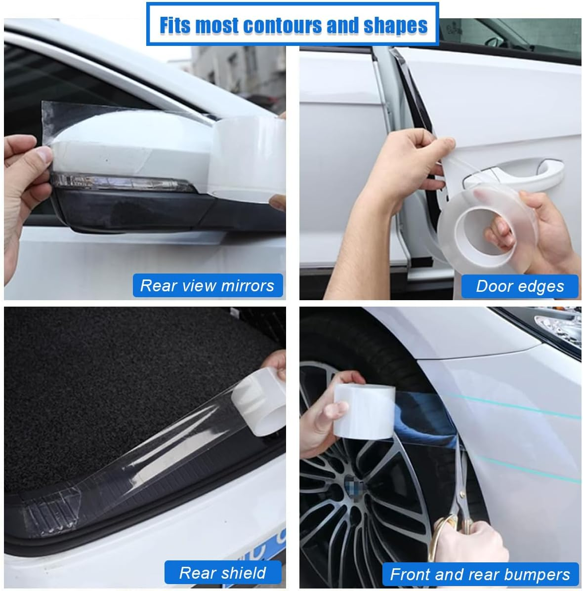 Ziciner Car Door Sill Protector Strip, Transparent Invisible Door Edge Guard, Anti-Collision Auto Door Entry Protection Film, Universal Fit for Most Vehicle Front Rear Bumper (2.8 in X 33 Ft) image number 4