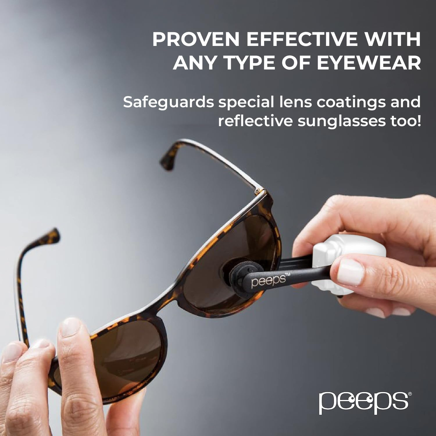 Peeps Compact Glasses Cleaner by Carbonklean | Removes Fingerprints, Smudges, Streaks, Oil & Film | Reusable (500+ Times), Non-Abrasive | Safe for All Optical Lenses | White image number 5