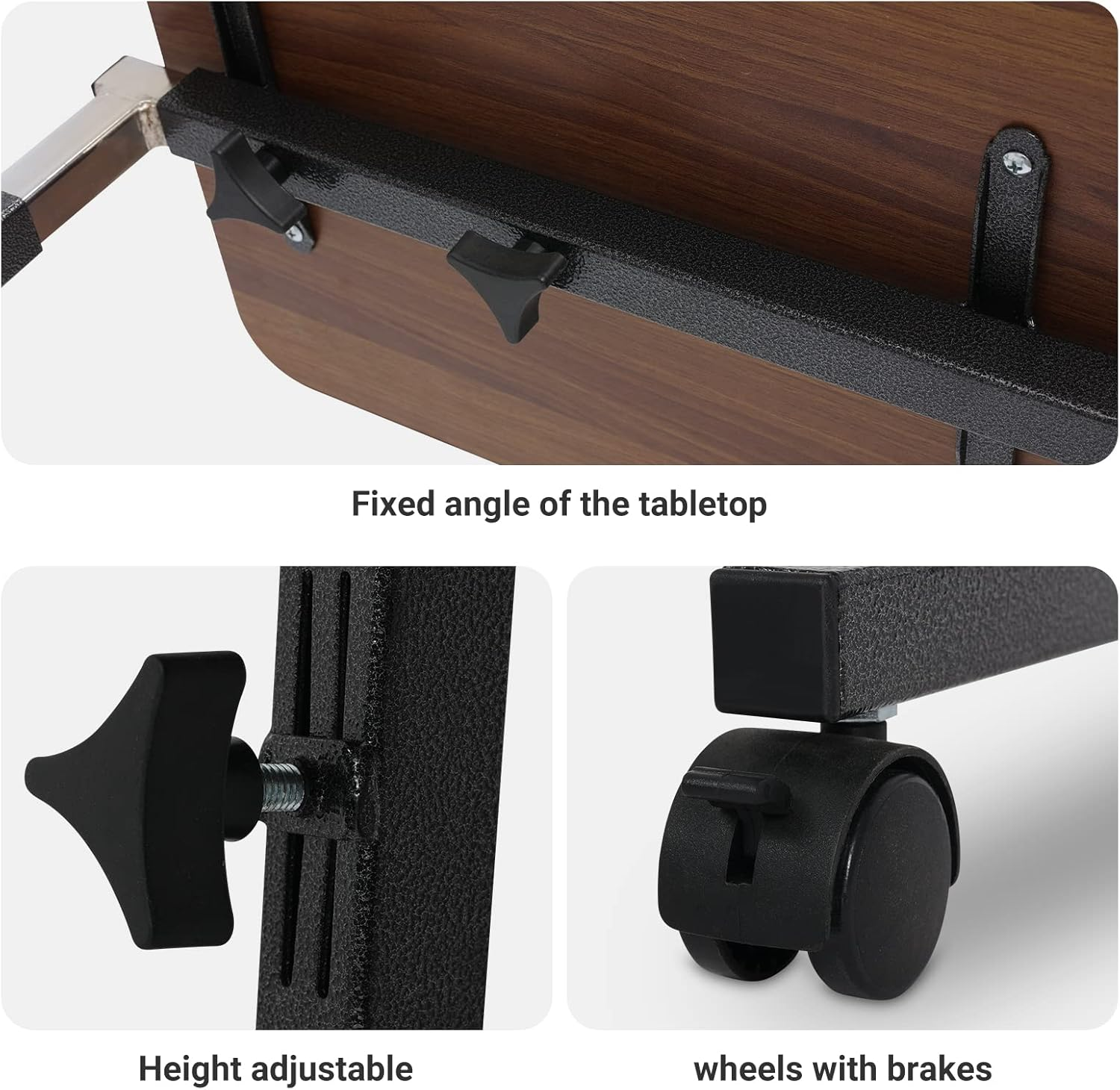 Altus Overbed Table over Chair Bedside Height Adjustable Walnut Desktop image number 3