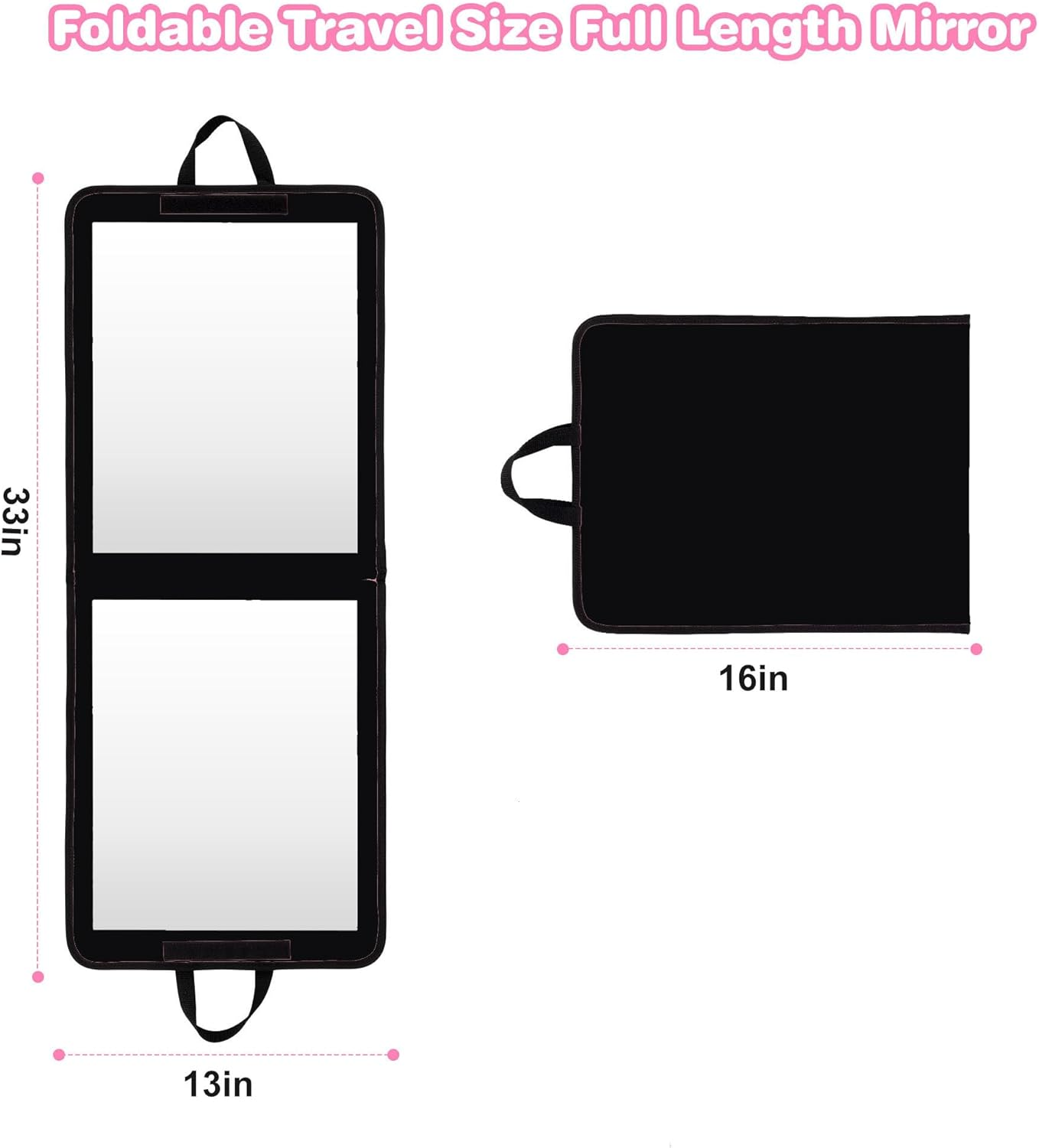 LPHUMEX Foldable Portable Full Length Mirror for Camping, Travel, Dancers, 32X13 Inch, Black, Hanging Folding Mirror for Dance, Full Body Travel Mirror image number 1