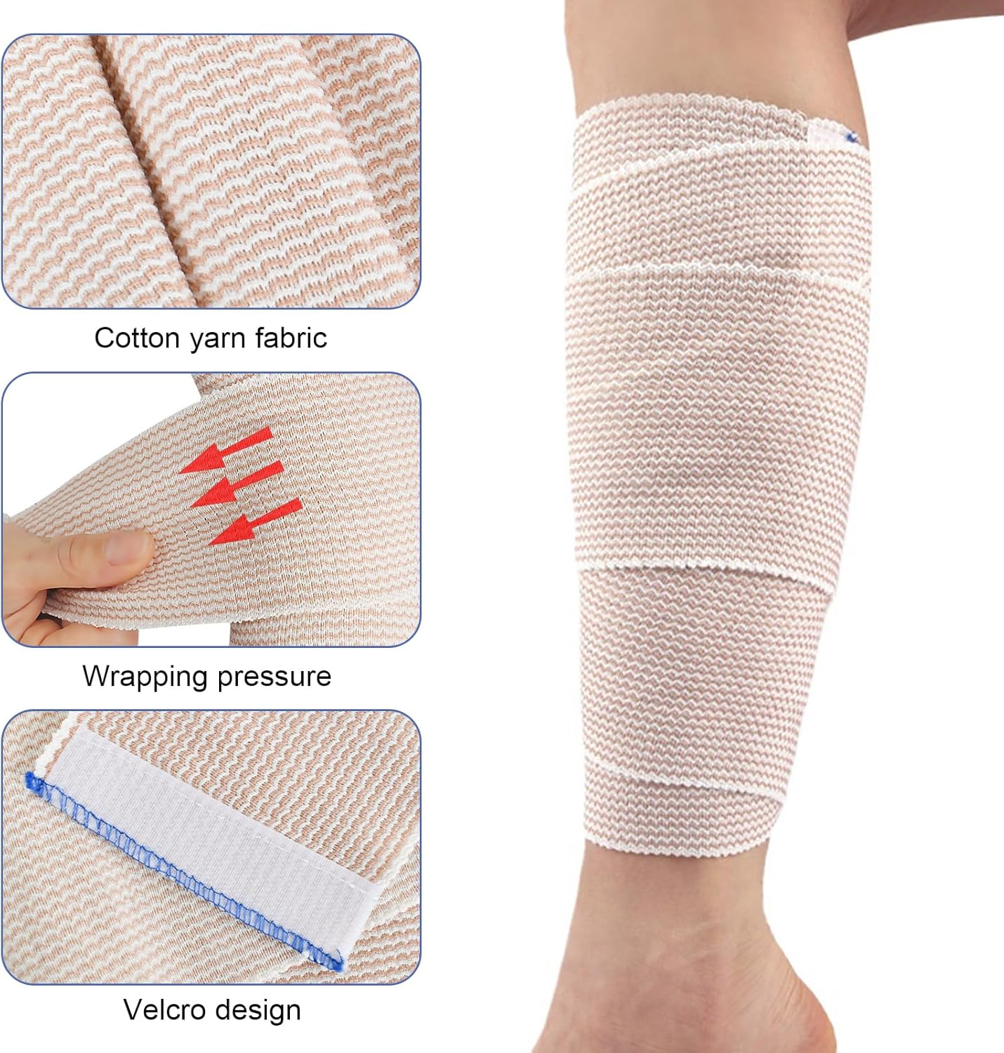 5 Pack Elastic Compression Bandage Wrap 10Cm*4.5M Elastic Bandage Wrap Reusable, Elastic Tubular Bandage for Knee, Premium Elastic Bandage Wrap with Self-Closures, Elasticated Bandage Wrap, Washable