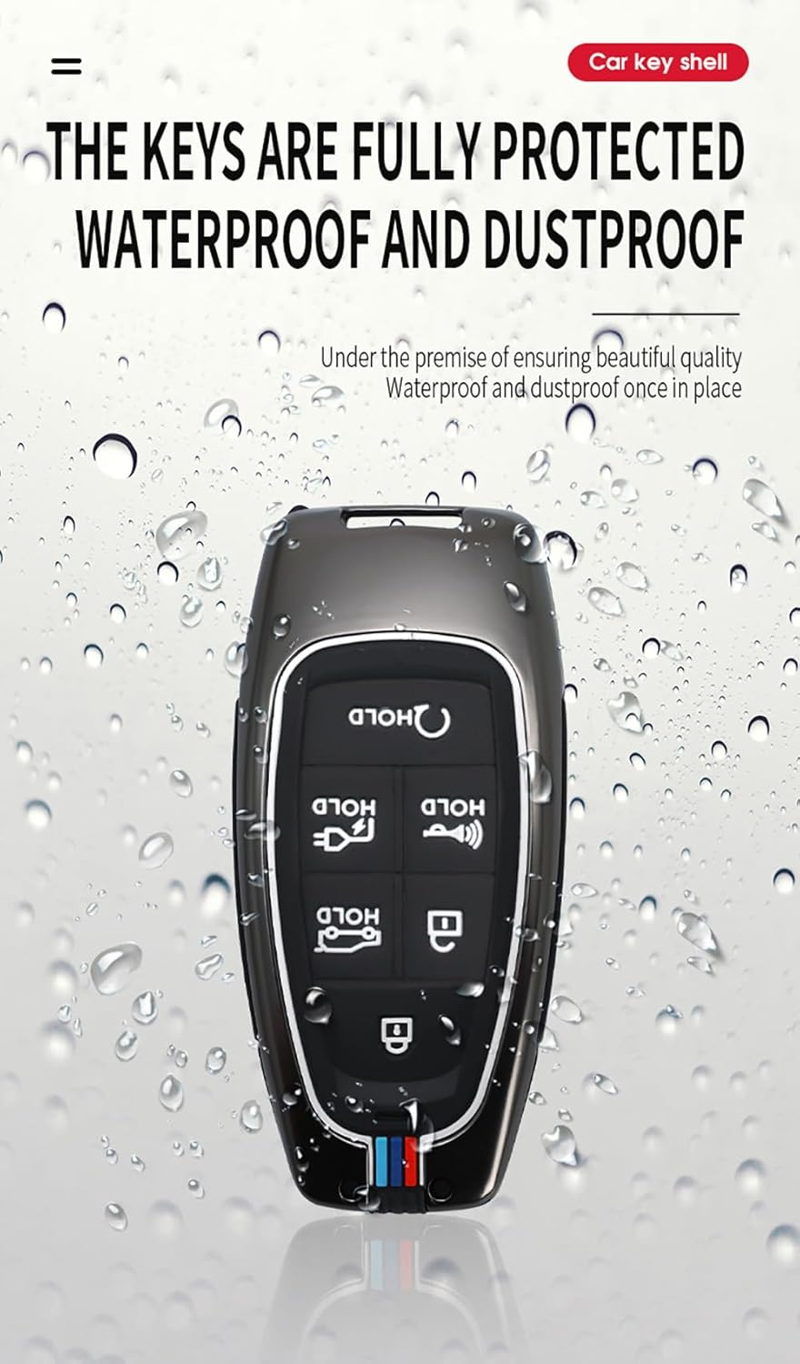 HIBEYO Car Key Fob Cover for Hyundai Sonata 2020 2021 2022 2023 Santa Fe Accessories Alloy+Tpu Material Double Protector image number 2