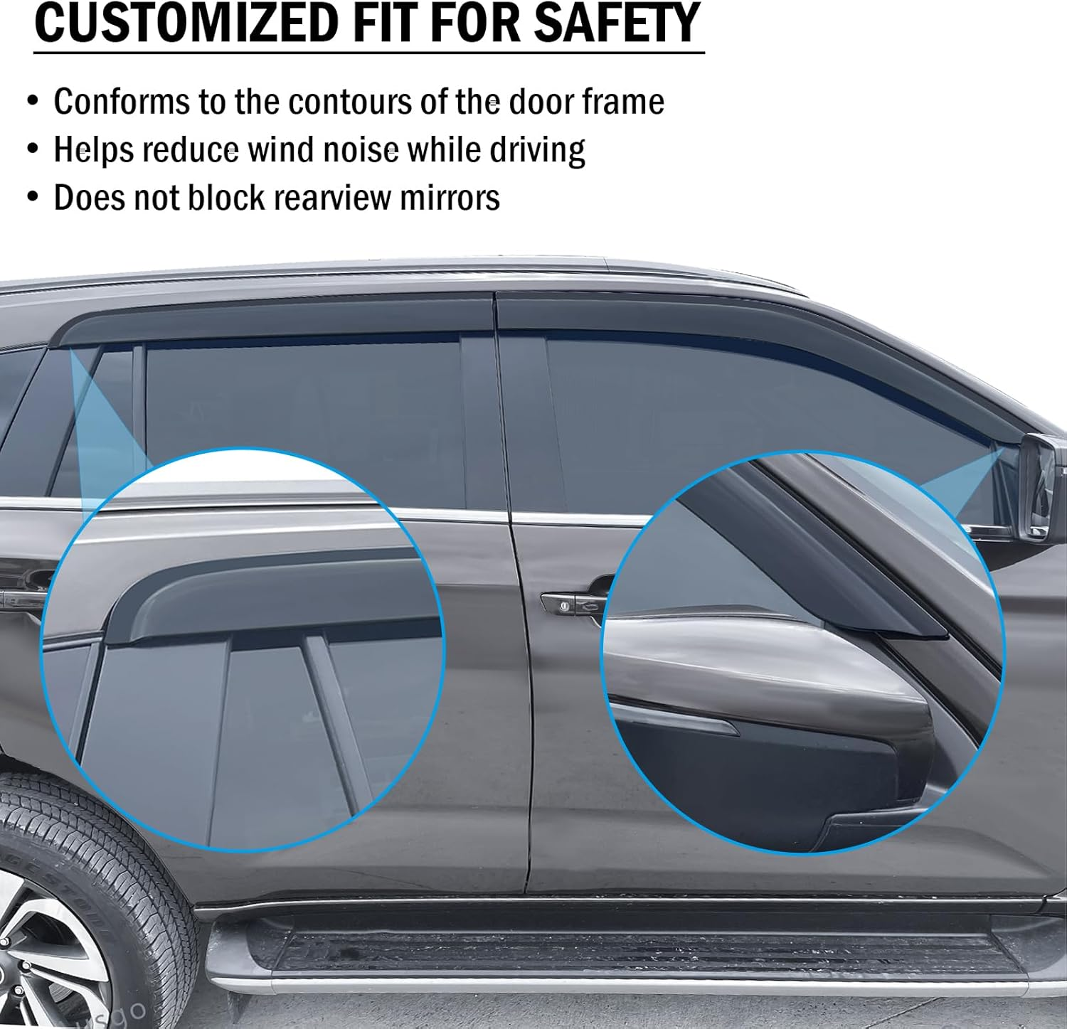 SUERAUTO4X4 Weather Shields for Isuzu MU-X MUX Accessories 2021-2025, Weathershields Wind Deflectors Window Visors Sun Rain Guard Injection Tinted Smoke Black Car Exterior, 4PCS Set image number 1