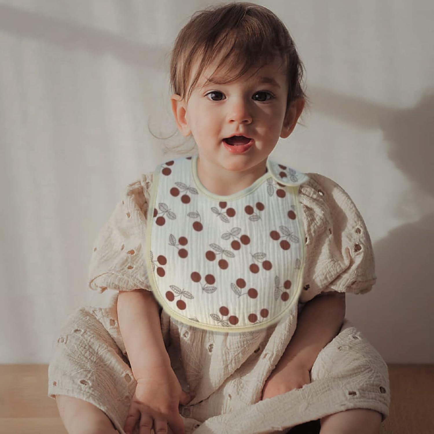 Organic Muslin Bibs, Baby Drool Bibs for Girls Boys, Soft Lap-Shoulder Waterproof Snap Bibs for Teething image number 1