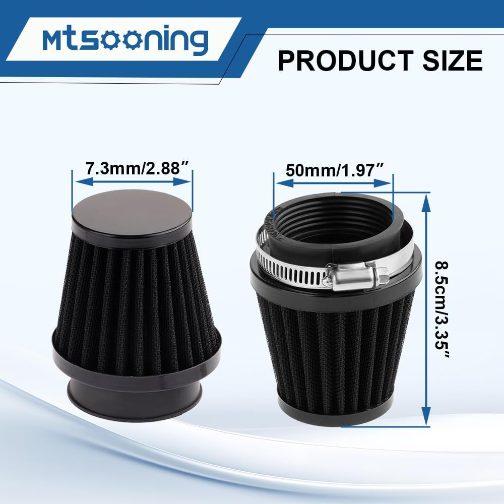 Mtsooning Universal Motorcycle Air Filter, 50Mm Motorcycle Cone Intake Breather Cleaner Replacement for ATV Kart Dirt Pit Bike Motorcycle, Scooter, Minibike image number 4
