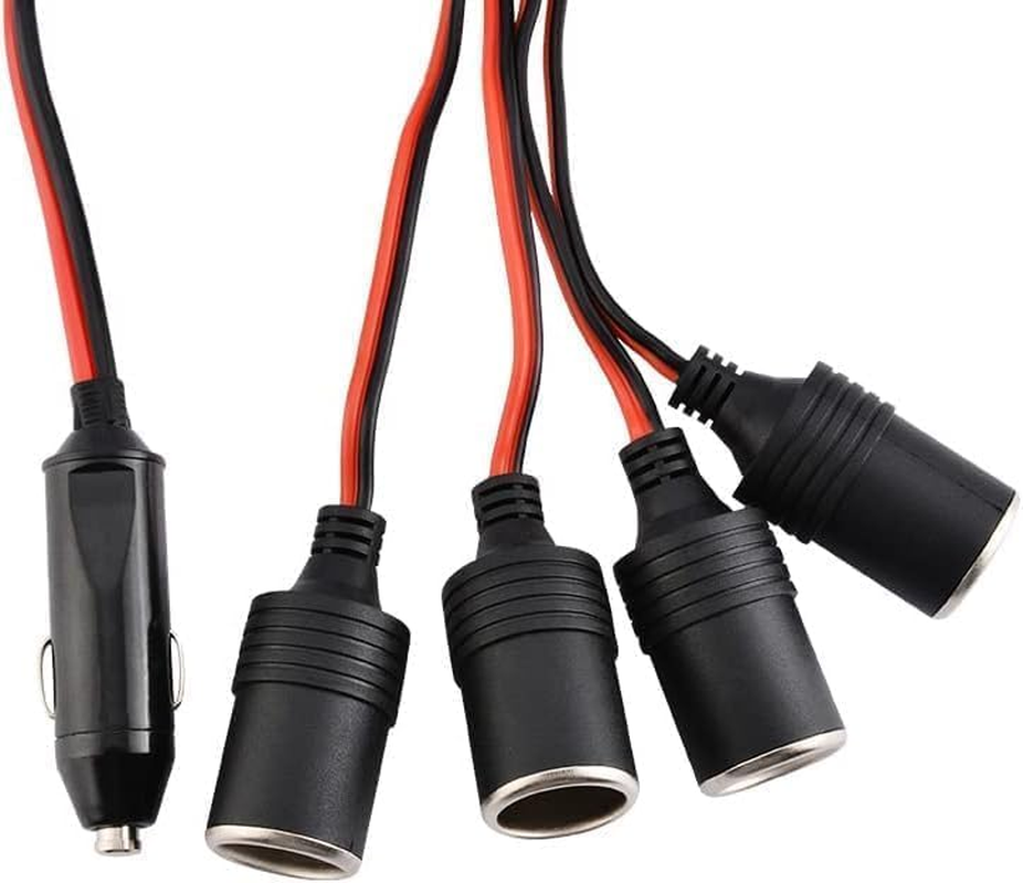 1 to 4 Car Motorcycle Cigarette Lighter Distributor Charger Splitter Extension Cable with Indicator Light image number 3