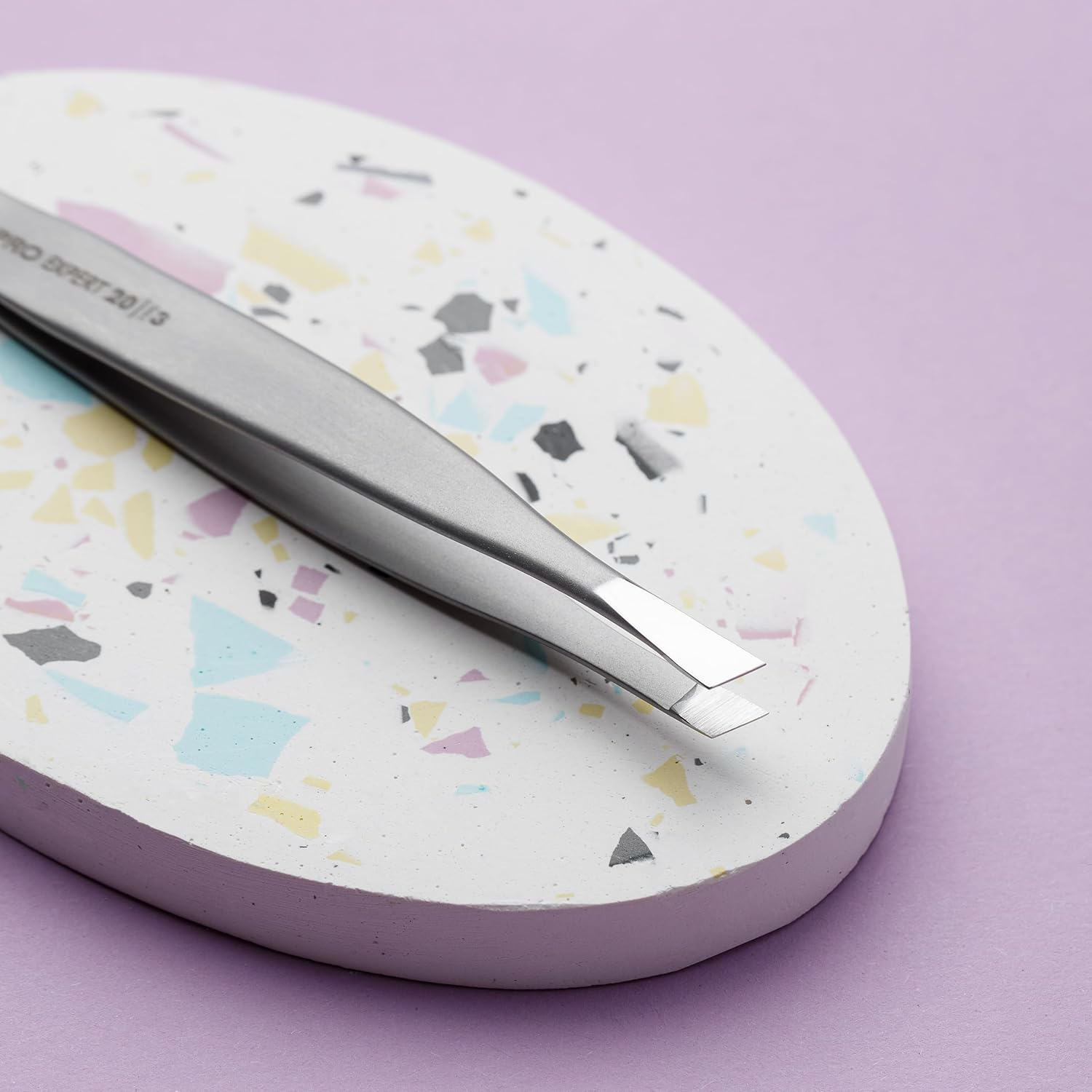 STALEKS PRO Eyebrow Tweezers with Wide and Slanted Edges, Recommended for Thick and Wide Eyebrows, Precise, Stainless Steel AISI 420, Model Expert 20/3