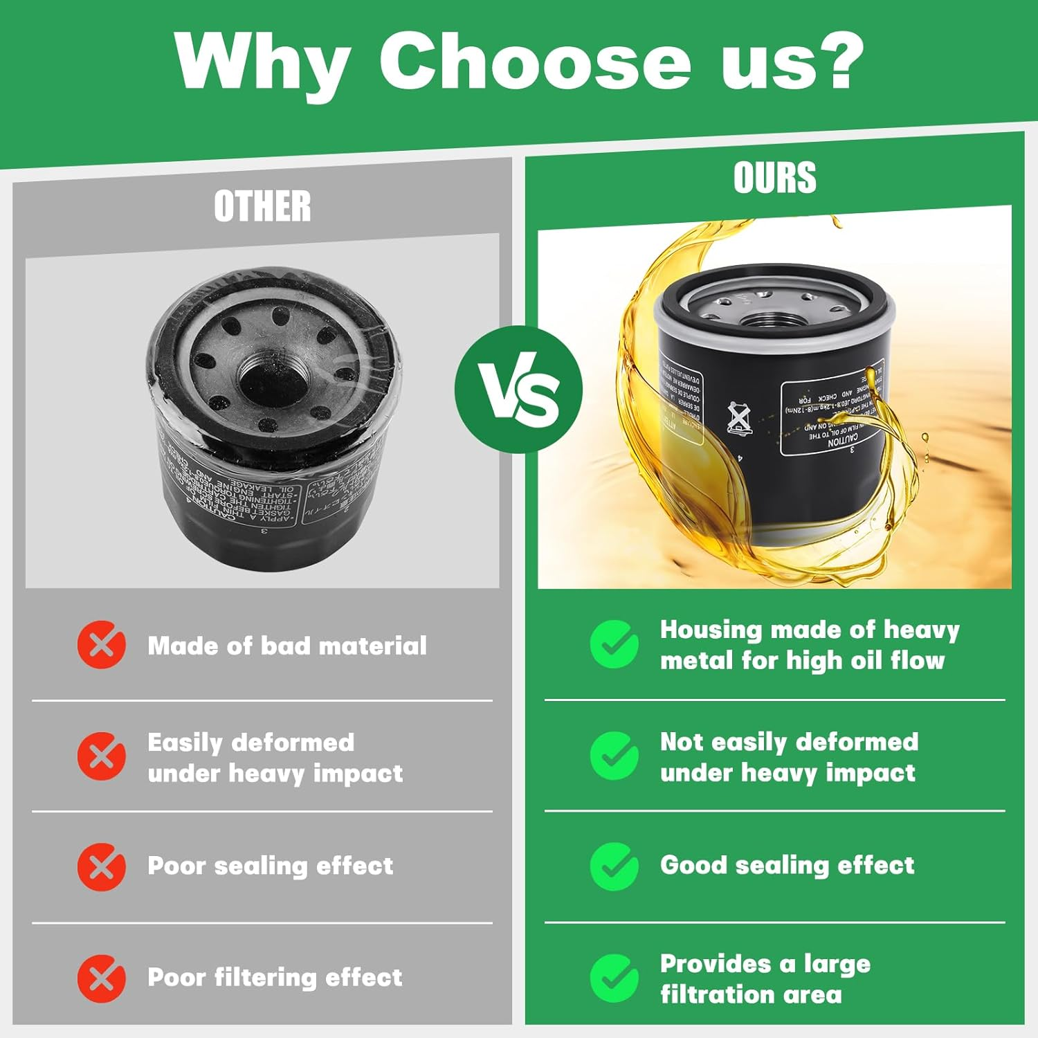 2520799 Engine Oil Filter for Polaris 2009-2019 Scrambler Sportsman XP 850 570 Engine Oil Filter 3089996 2520799 (2 Pack) image number 1