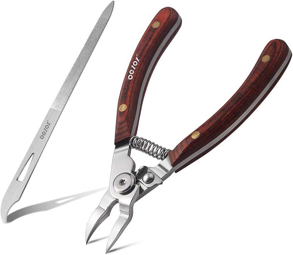 BEZOX Wooden Handle Nail Clippers for Strong Toenails Nail Clippers Set, Nail Clippers with Metal Nail File for Deep, Strong, Thick Ingrown Toenails and Fingernails with Nail File image number 1