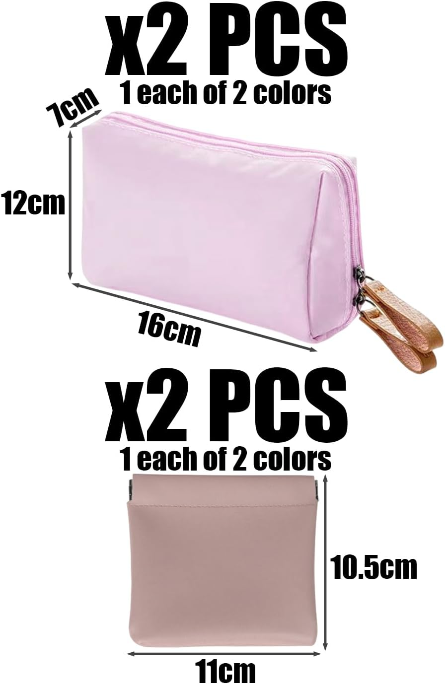 Pack of 2 Cosmetic Bags and 2 Lipstick Bags, Portable and Lightweight Hand Luggage Bags, Multifunctional Waterproof Storage Bags, Bedroom and Bathroom Scenes image number 5