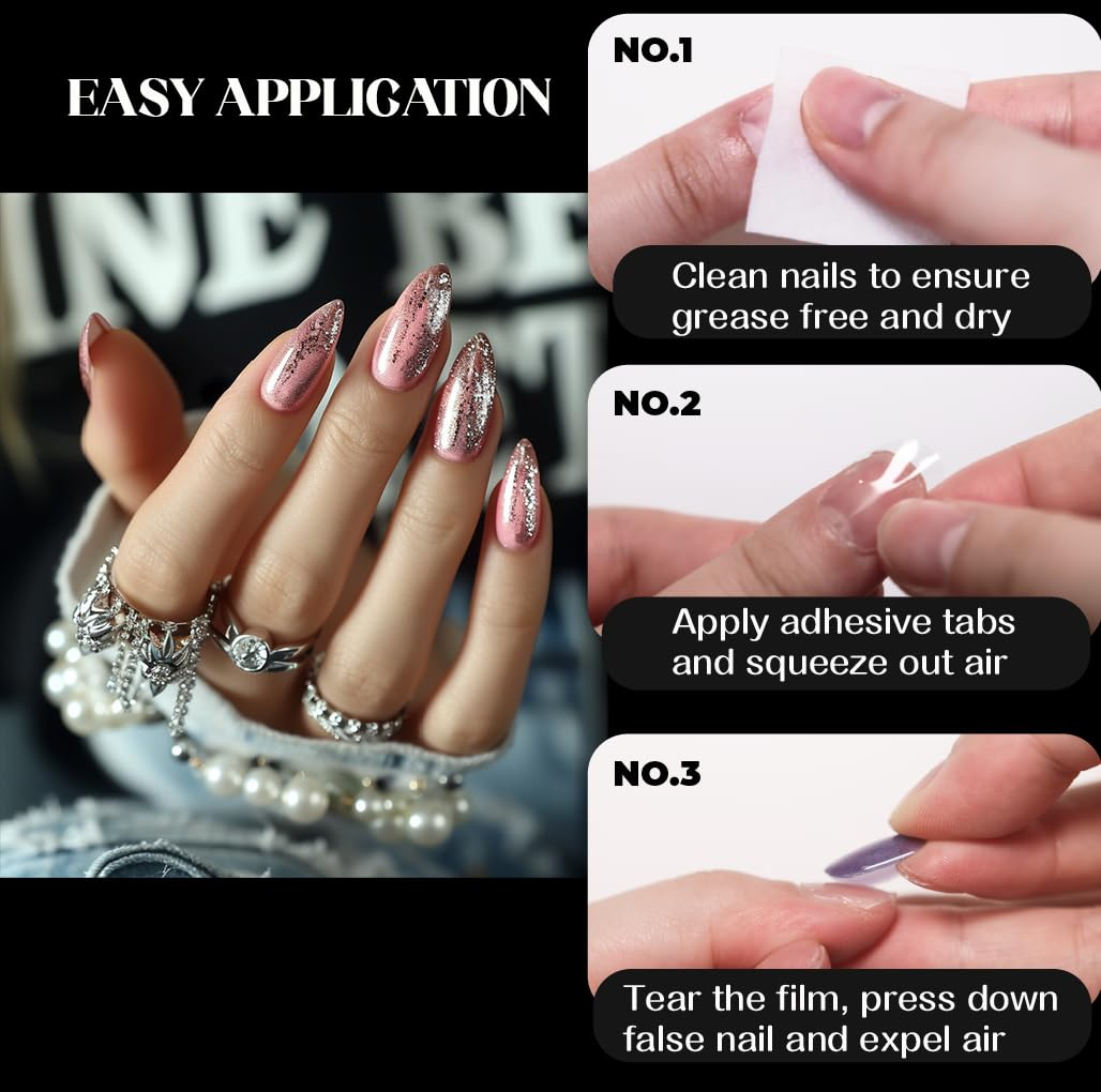 Jolly Snaps 2025Upgrade High Level of Nail Adhesive Tab with 600Pcs Nail Glue Stickers, Watertight and Elongated Design Fits Most Nail Bed for Gluing Press on Nail,Perfect for Long Nails image number 2