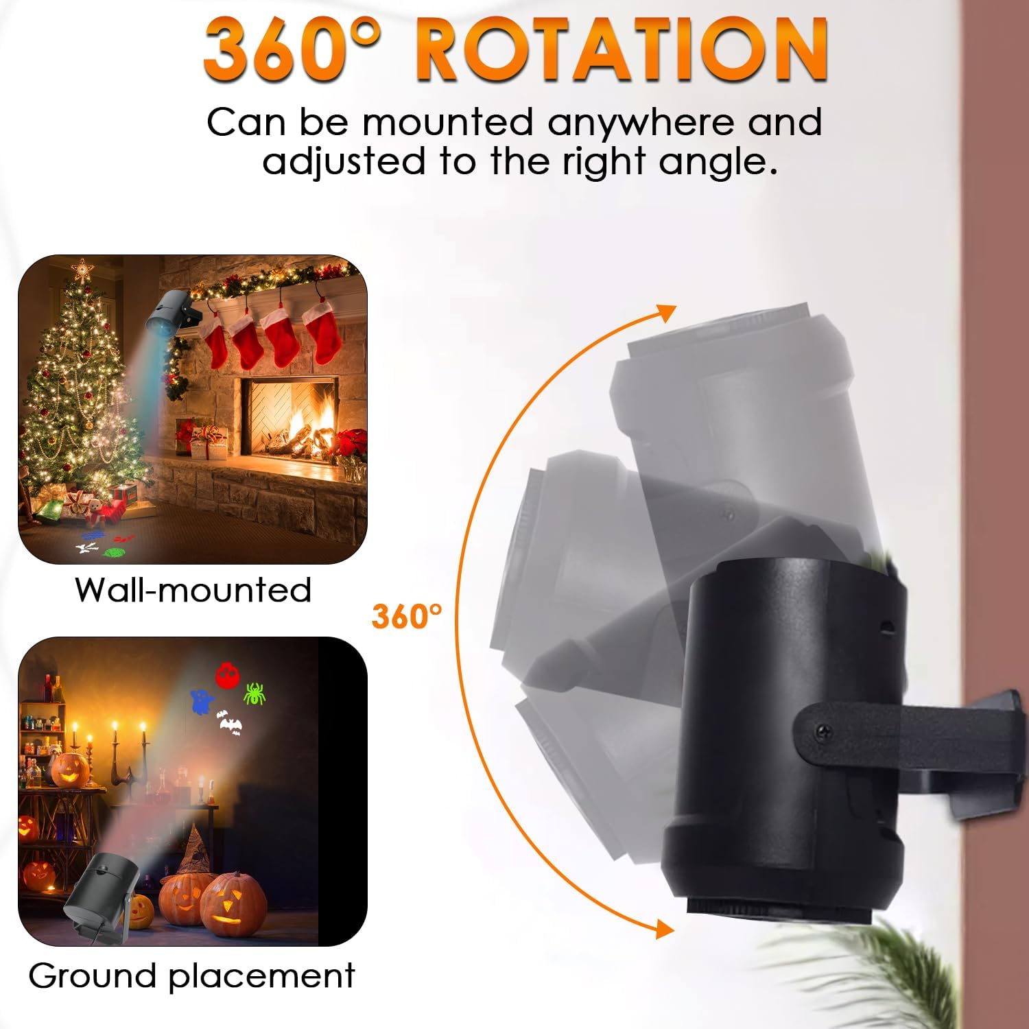 AUTOWT Halloween Christmas Projector Lights, Holiday Light Projector Outdoor, LED Projection Lights with 2 HD Slides for Indoor Outdoor Xmas New Year Party Landscape Decorations image number 5