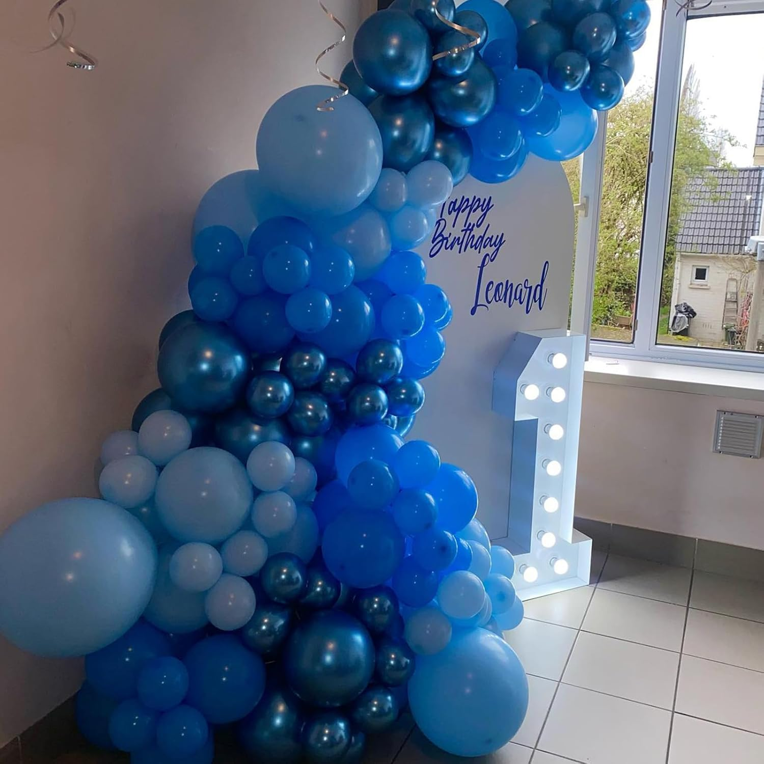 Blue Balloon Garland Arch Kit, 109 PCS Shades of Blue Balloons Set with Metallic Blue Balloons Macaron Light Baby Blue Confetti Balloons for Wedding Boys Baby Shower Birthday Ocean Party Decoration image number 6