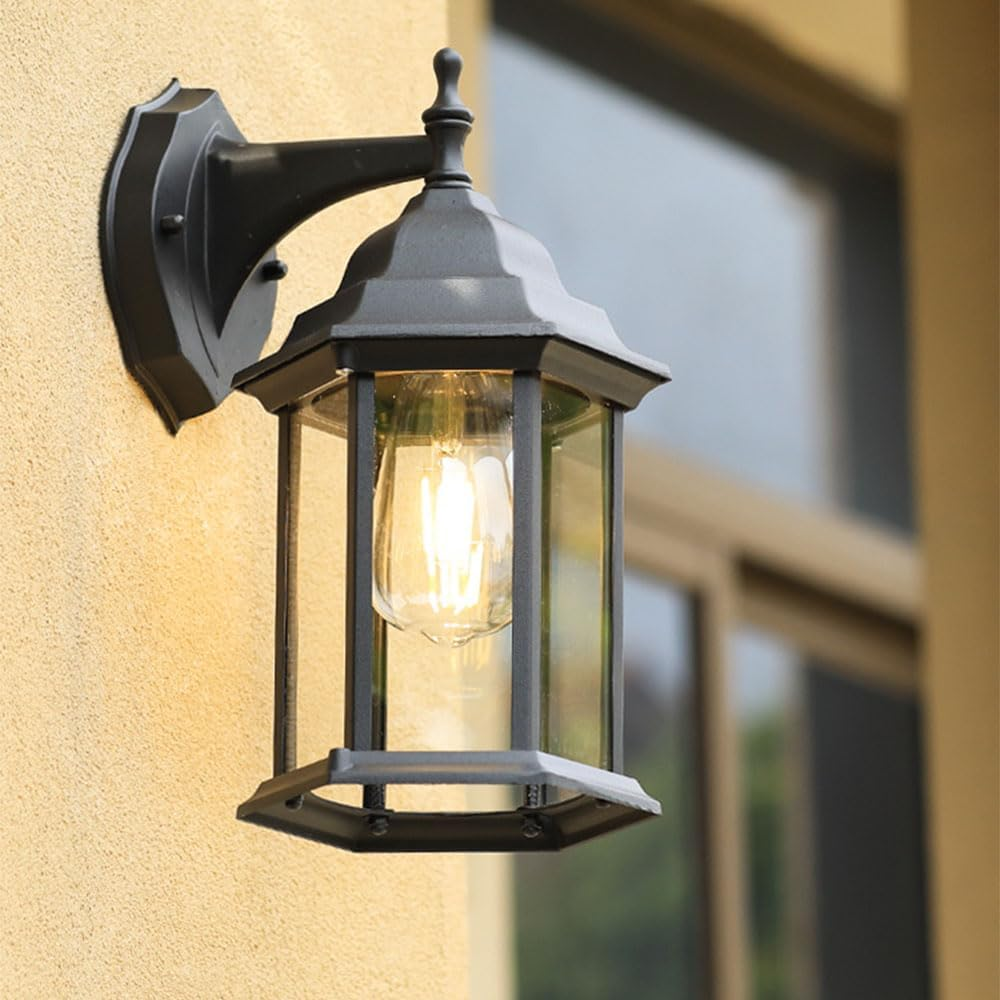 Retro Wall Lamp-Antique Outdoor Wall Light E27 Garden Lamp Retro Antique Wall Lamp with Glass Lamp Cover Outdoor Lamp Waterproof Door Balcony Villa Outdoor Lamp-Antique Color (D) image number 6