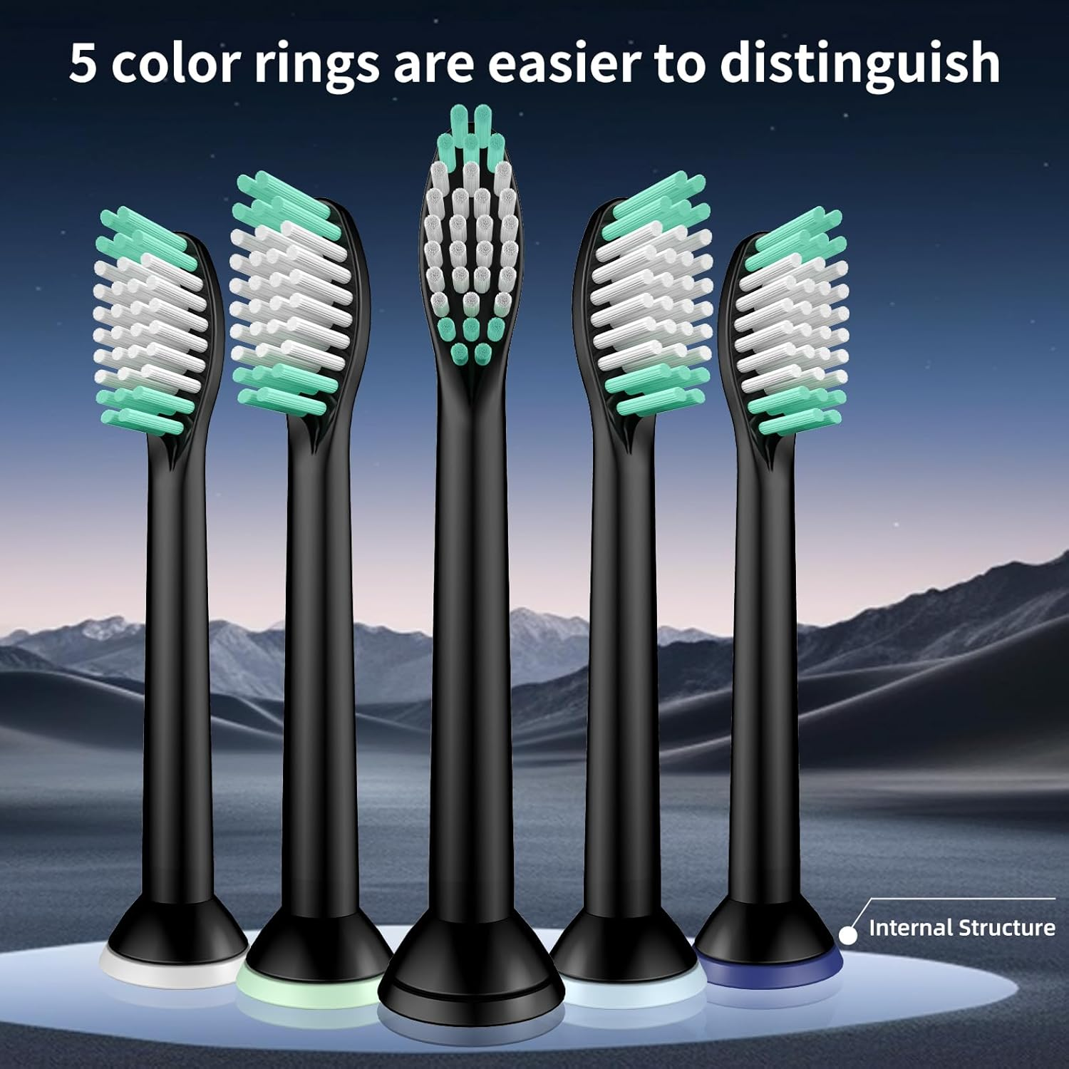 Toolsy 10 Pack Toothbrush Replacement Heads Compatible with Aquasonic Black Series/Black Series Pro/Vibe Series/Dro Series Pro Sonic Electric Toothbrush, 10 Count (Black) image number 3