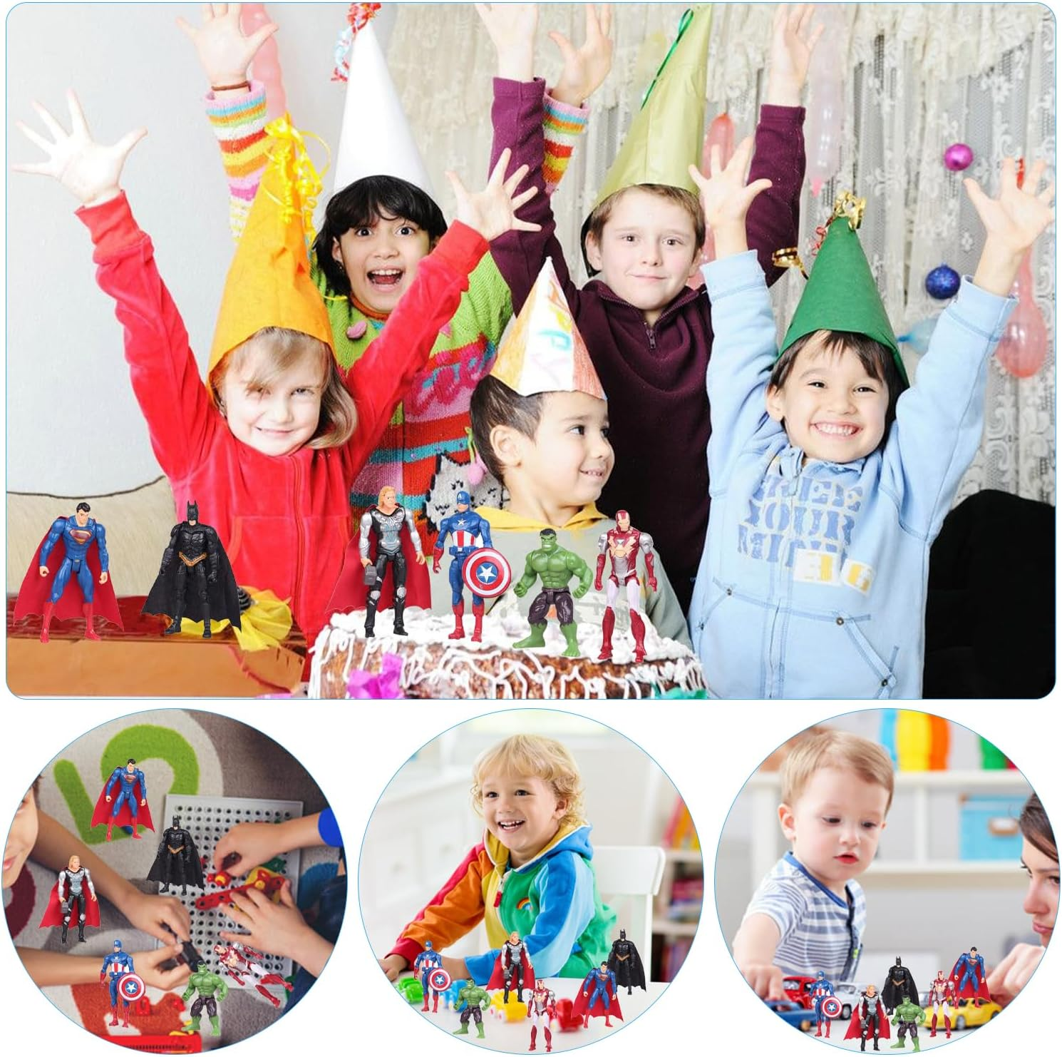 Superhero Cake Topper Superhero Avengers Figures Birthday Decoration Party Cake Decoration for Children image number 3