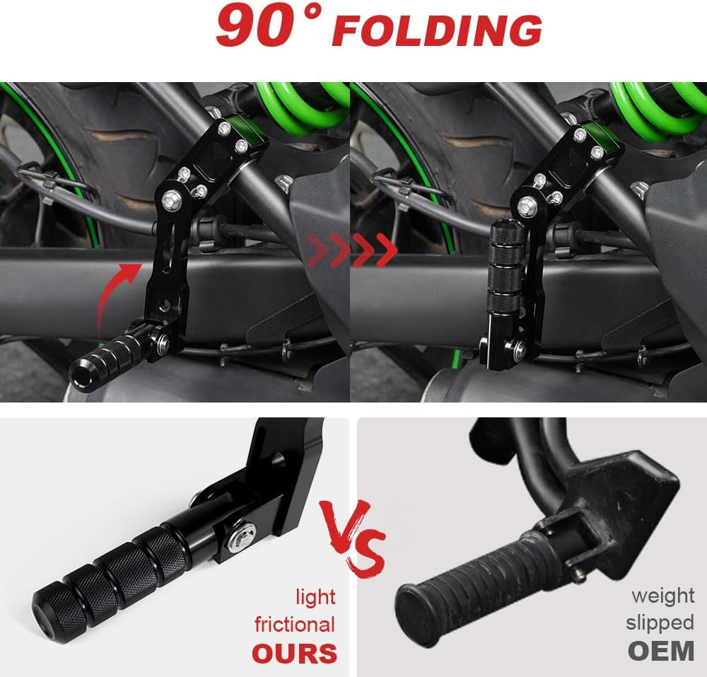 Xitomer Adjustable 22-28Mm Black Aluminum Passenger Footpegs for Vulcan 650 / S 2015-2024 Cruiser Motorcycle image number 6