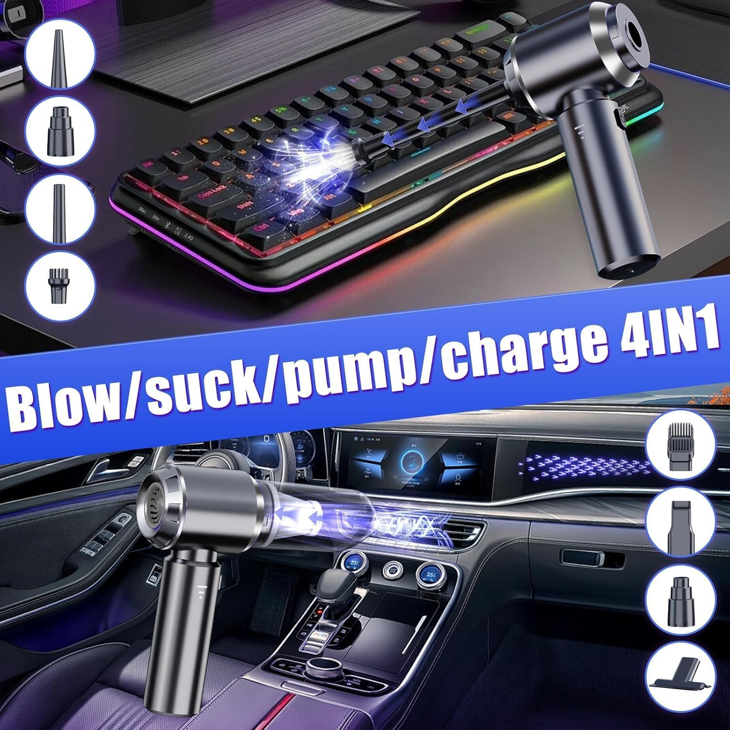 Dilidala Car Vacuum Cleaner, Portable Handheld Vacuum Cleaner 25000PA High Power, Mini Vacuum Cleaner for Carpet Pets Hair, Air Duster Air Blower image number 1