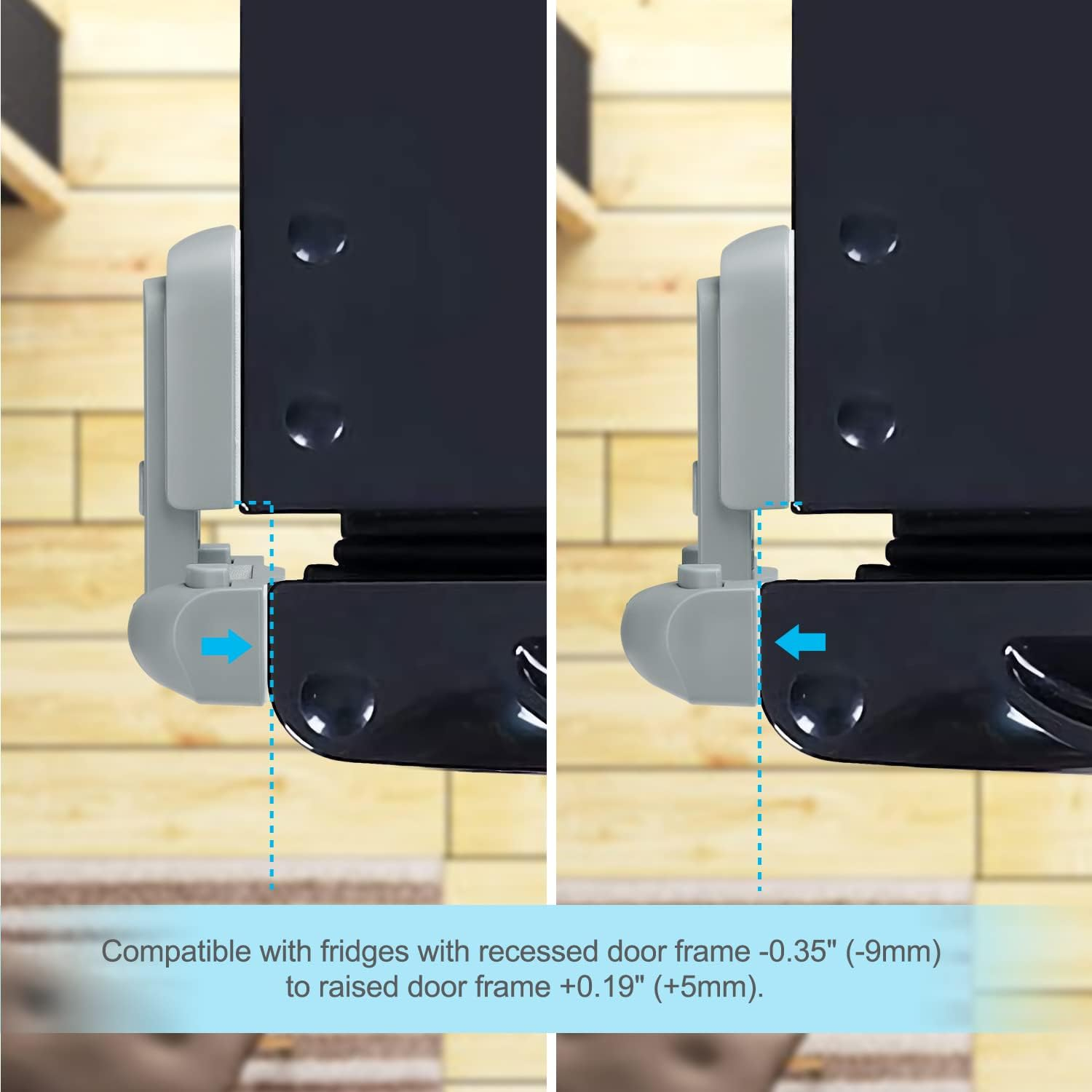 CLYMENE Refrigerator Fridge Freezer Door Lock for Kids, Child Proof Refrigerator Latch Lock to Keep Door Closed, No Tools Required and Easy Installation (Grey) - Grey image number 5