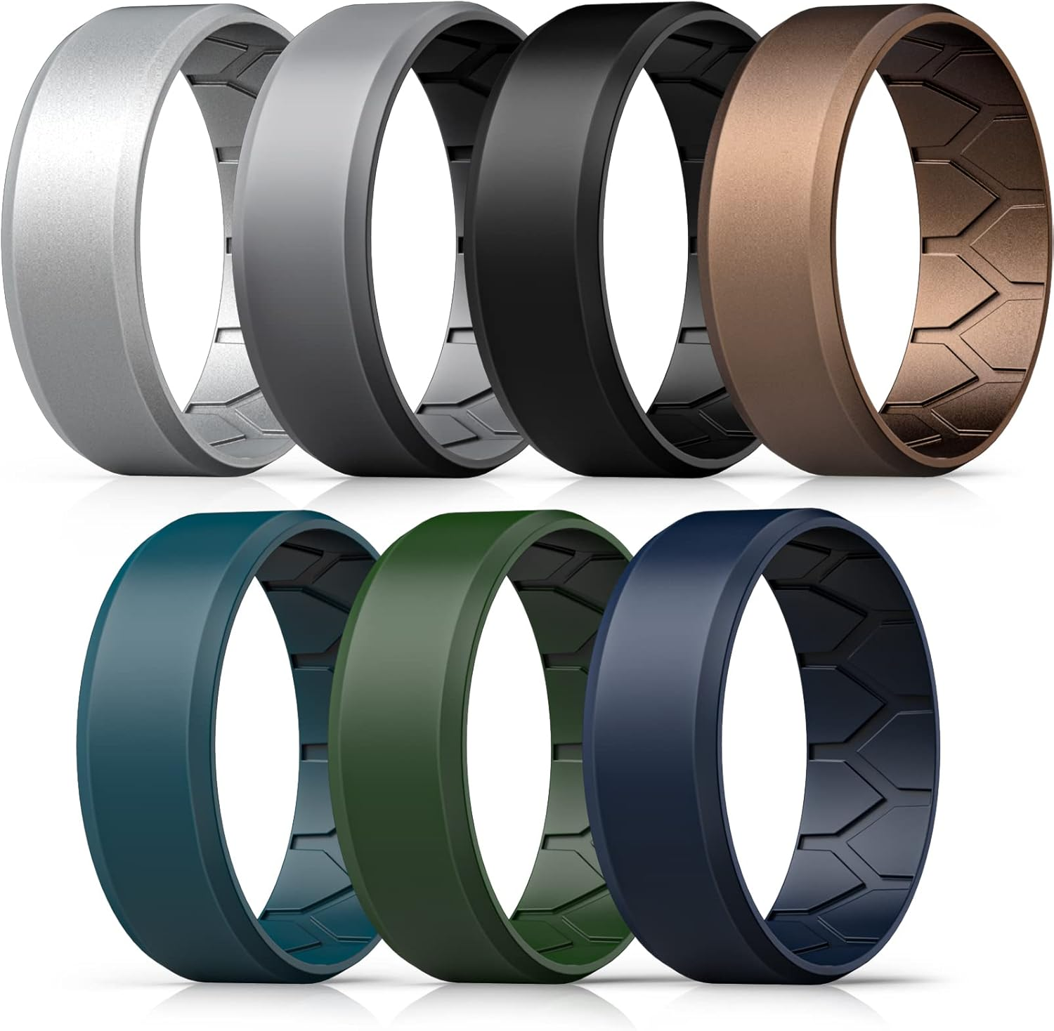 Forthee Silicone Wedding Ring for Men, Mens' Rubber Wedding Engagement Bands for Crossfit Workout, Breathable Airflow Inner Curve image number 5