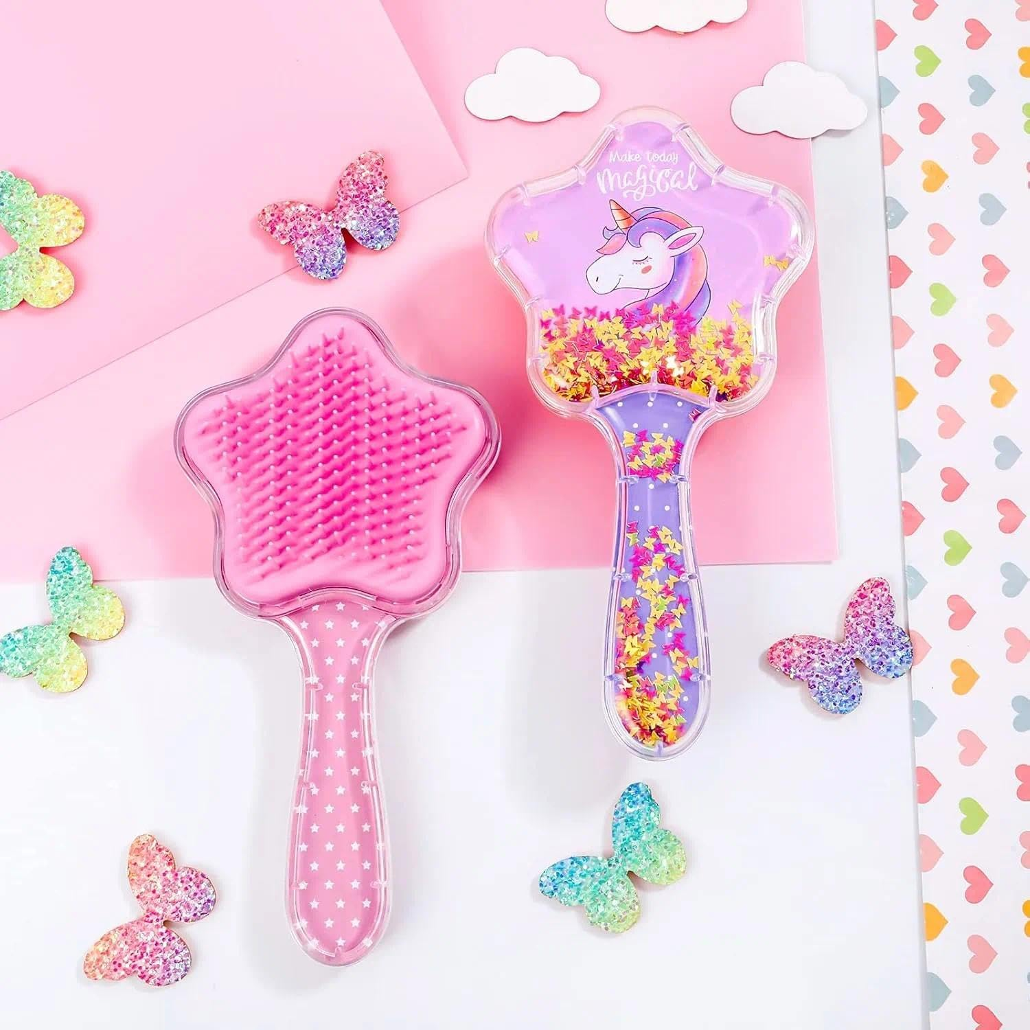 Toddler Hair Brush Set Detangling & Curly Hair Brush for Kids, ABS Material Tangle Tamer, Travel Hair Brush Compatible with Straight, Curly, Wet & Dry Hair &ndash; Pink & Purple &ndash; 2 Pack - Unron image number 6