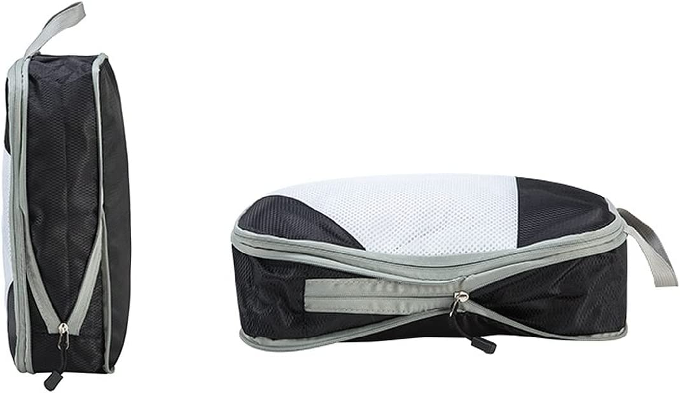 4 Set Compression Packing Cubes for Travel，Ultralight Travel Packing Cubes Set,Travel Gear Accessories (Black) - Dark Blue image number 5