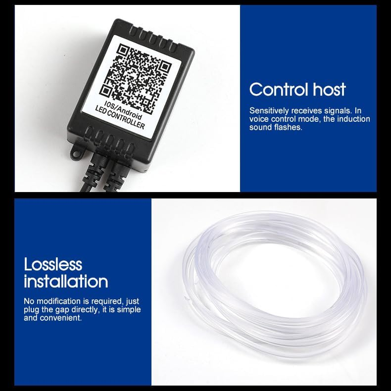 Tootoo RGB LED Car Interior Fiber Optic Neon Wire Strip USB Atmosphere Light App/Music image number 6