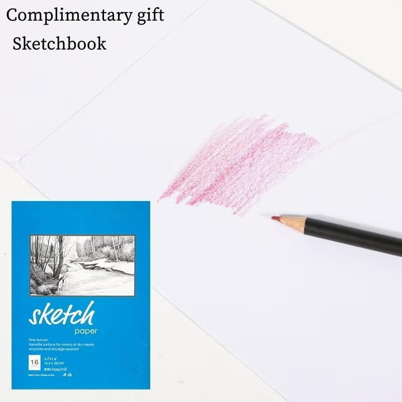 Colouring Pencils Set 24 Colors Oil Based Professional Art Supplies in Metal Tin Box Includes Sketchbook Perfect for Students Artists Art Beginners Ideal Christmas New Year