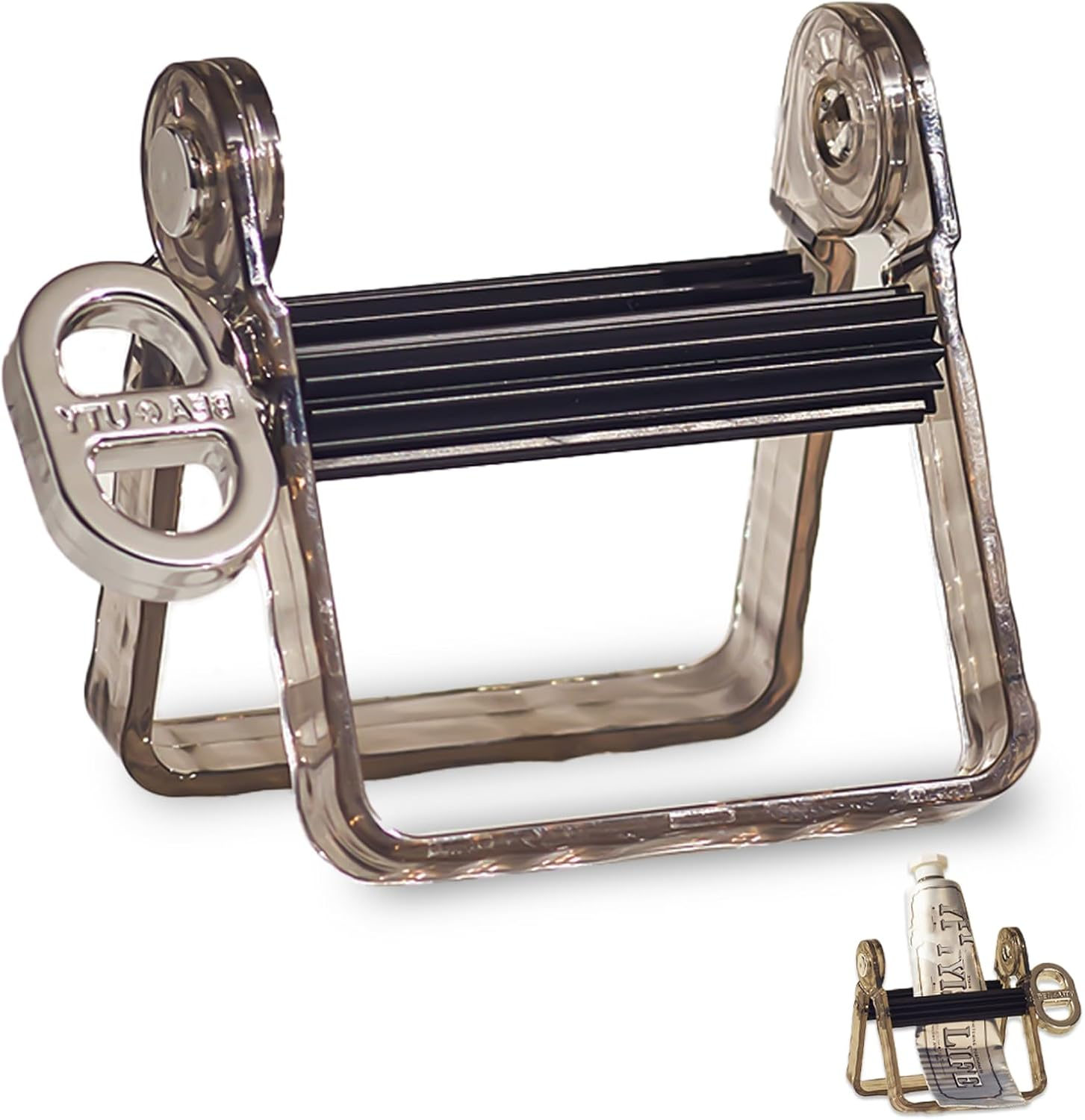 Luxury Paint Tube Squeezer Wringer Tool - Rolling Metal Tube Squeeze Roller for Toothpaste - Metal Toothpaste Tube Squeezer for Artists, Hair Salons, Painters - Daily Living Essential (Black)