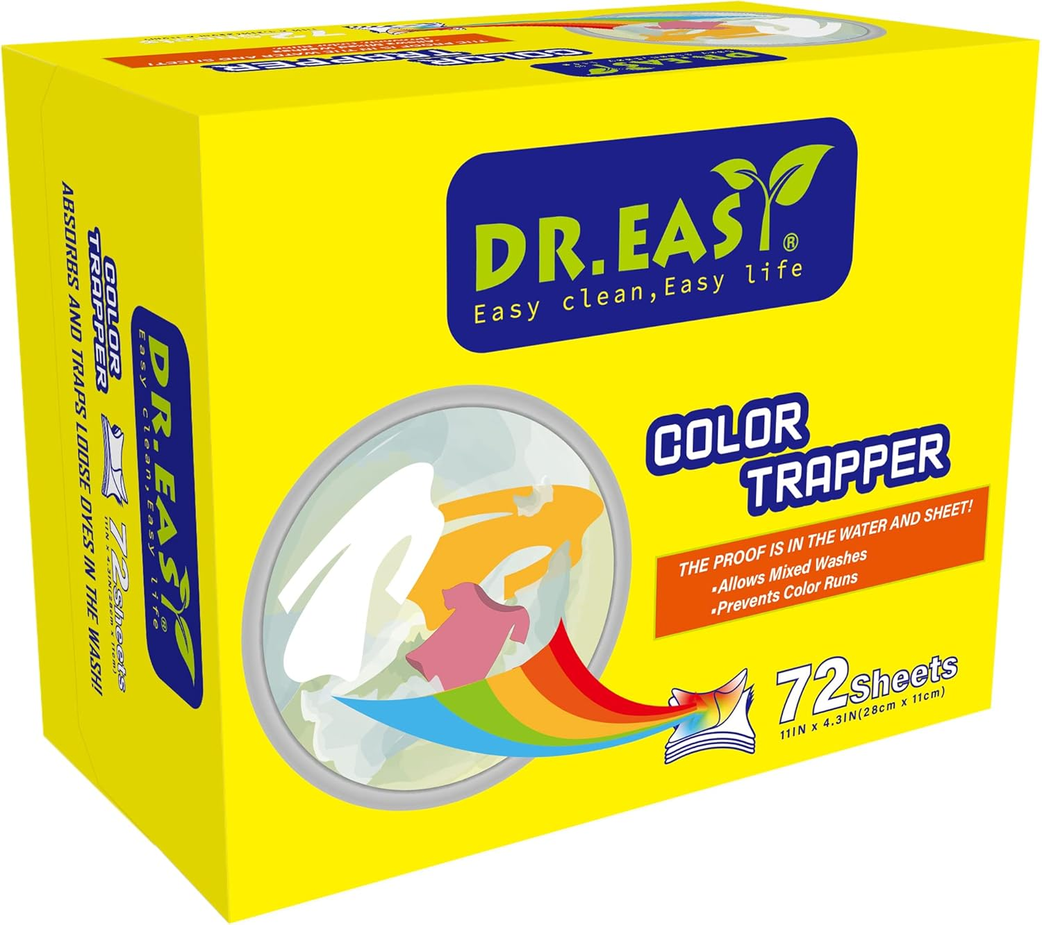 DR.EASY Color Trapper Sheets for Laundry 72Ct,Remove Dyes,Fluorescent & Heavy Metals in Laundry,Special Pores Texture Absorb Dyes & Fluorescent More & Faster,Unscented,No Chemicals,Safe in Dryer image number 4