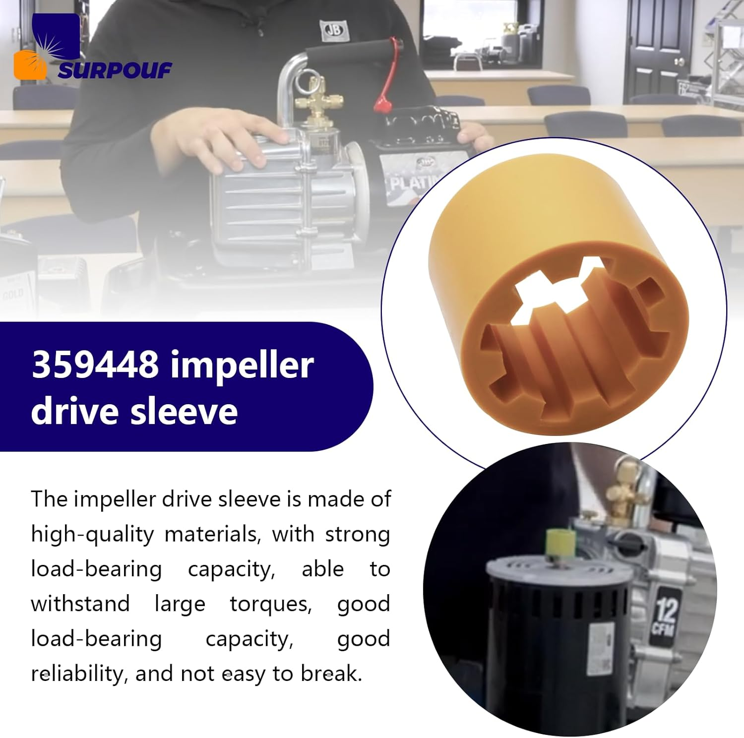 359448,Power Systems Impeller Drive Sleeve 359448 Compatible with Kohler 4EF 4EFCD 5E 5ECD 6EF 6EFCD 7.3E 7.3ECD