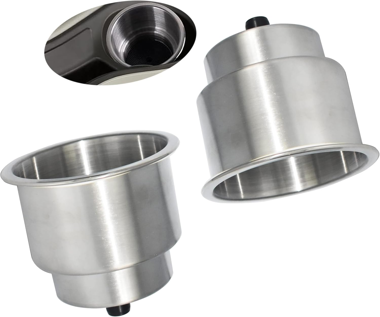 2PCS Stainless Steel Cup Holder with Drain Perfect for Marine,Boat,Rv,Camper Durable Drink Holders Easy Access,No-Spill Design,For Outdoor Adventures and Travel