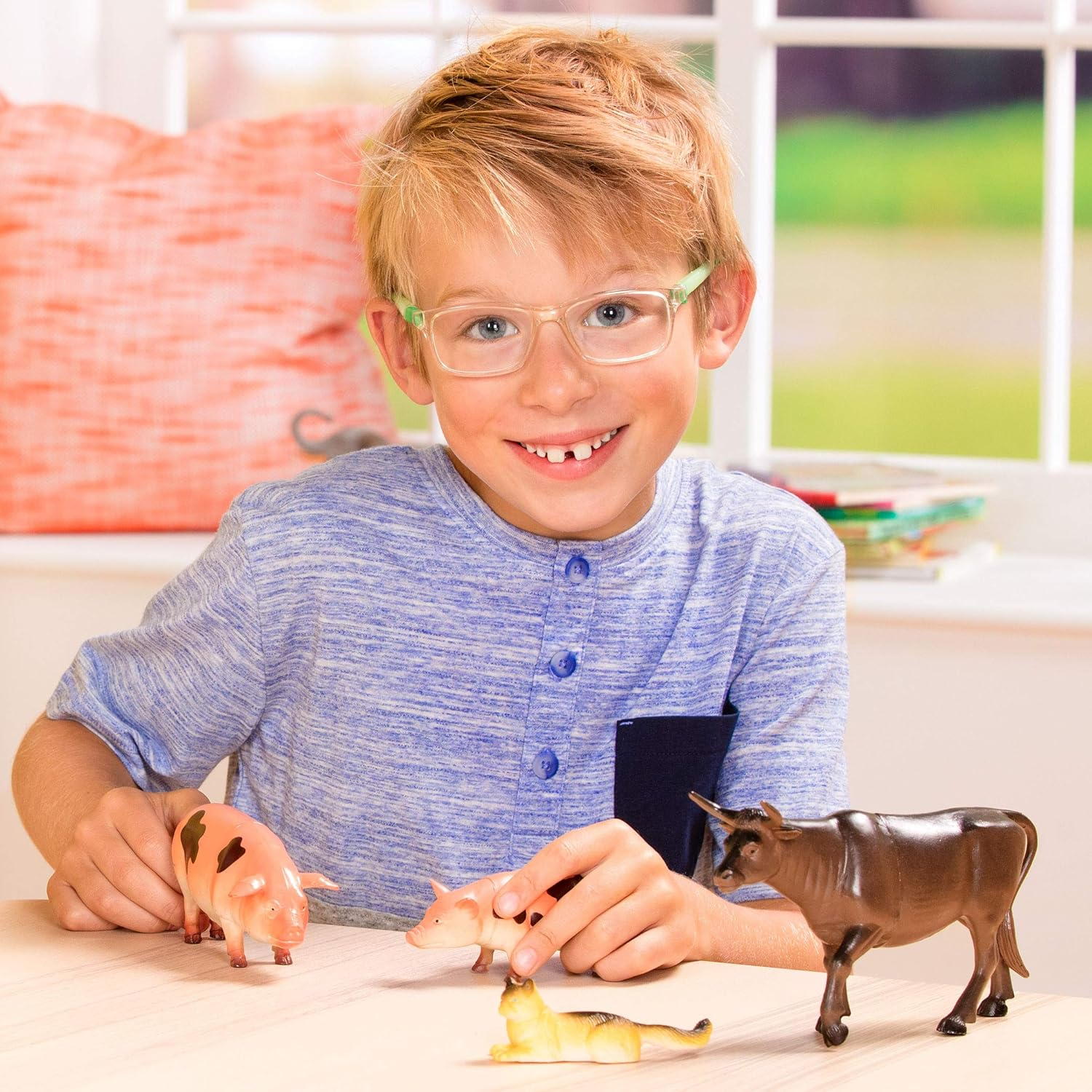 Terra by Battat &ndash; Farm Animal Figurines & Accessories &ndash; 60Pc Toy Animal Set for Kids &ndash; Miniature Farm Animals &ndash; Cows, Pigs, Bulls, Cats & More &ndash; 3 Years + &ndash; Country World image number 2