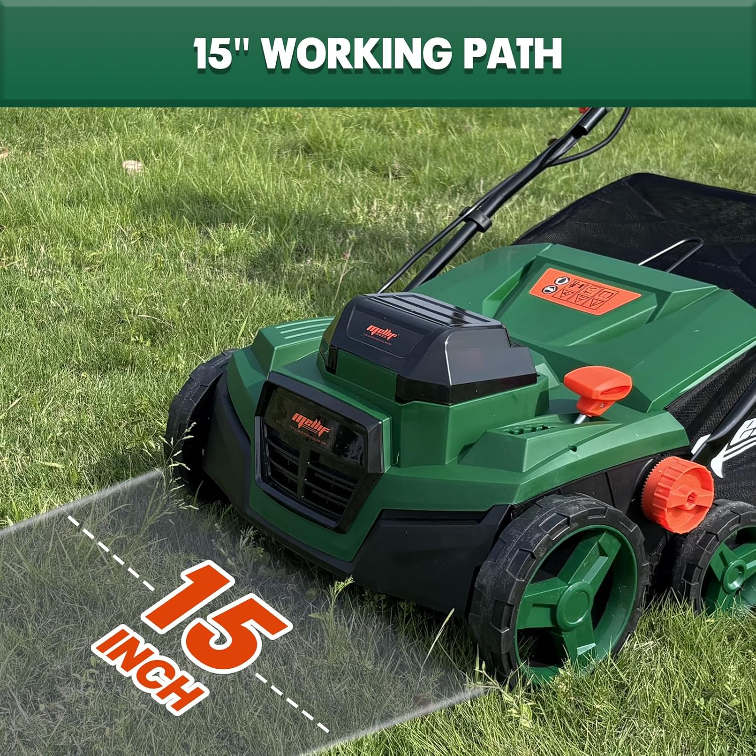 Cordless 15IN 2-In-1 Dethatcher & Scarifier Compatible with Makita 18V Battery (Tool Only), 12 Gal Collection Bag, Air Boost Technology, Quick Fold & 3 Adjustable Position, Walk-Behind for Lawn Care image number 2