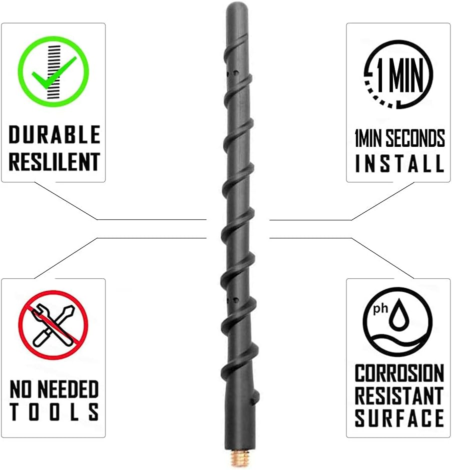 VOFONO 7 Inch Spiral Antenna for 2007-2019 Jeep Wrangler JK JL image number 2