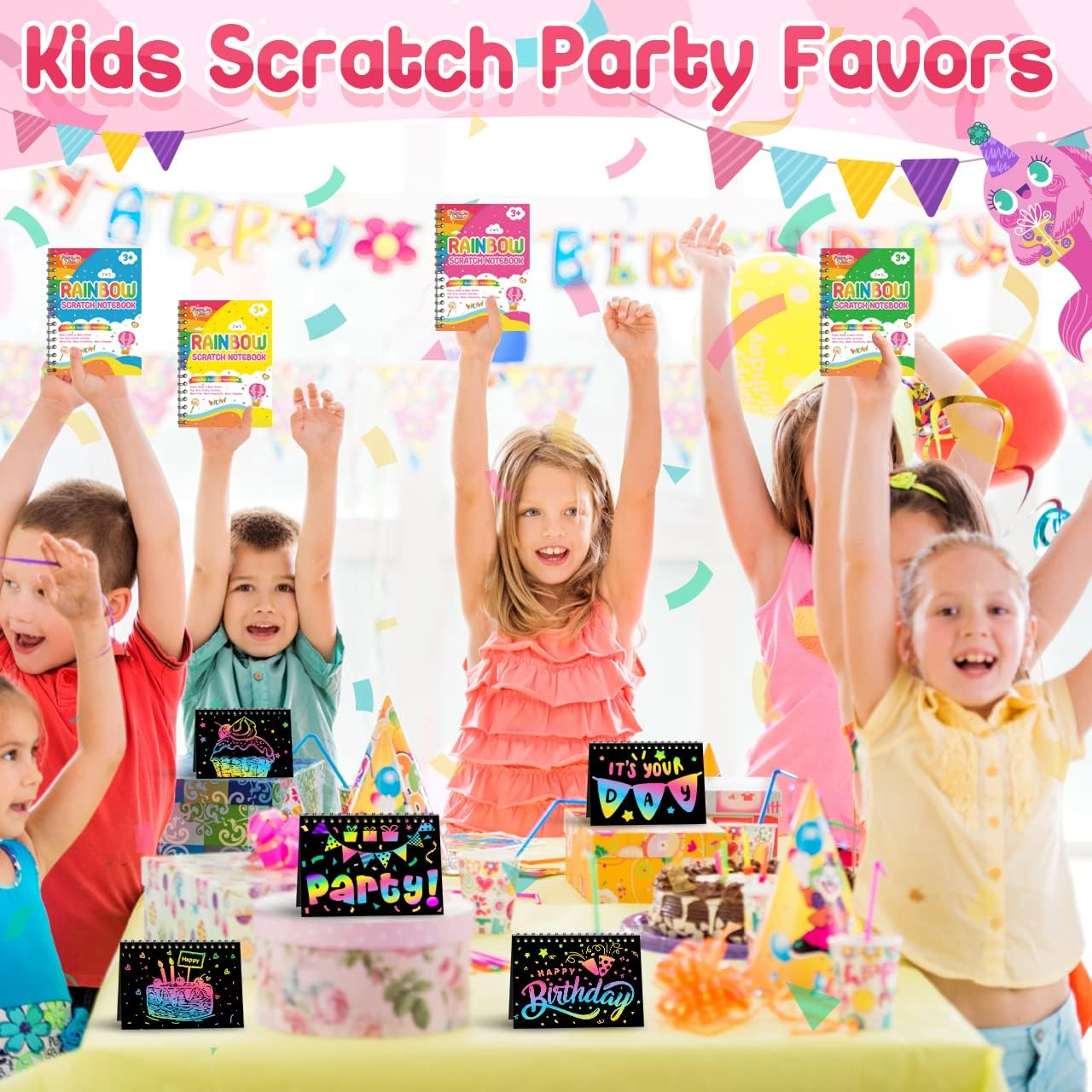 Party Favors for Kids: 24 Pack Rainbow Scratch Art Notebook Students Classroom Gifts Bulk for Girls Boys Goodie Bags Stuffers, Return Gifts for Birthday Party Favors Bulk Kids Crafts image number 3