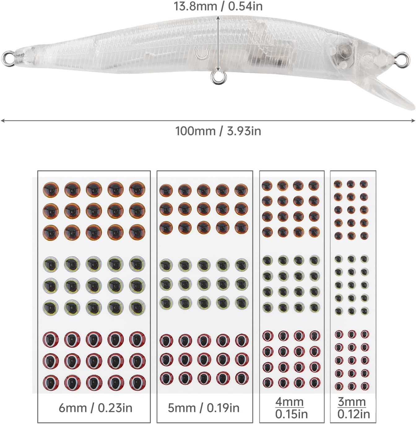 Origlam 20Pcs Lure Blanks Unpainted Fishing Lures, Blank Unpainted Minnow Crankbaits, Topwater Fishing Blanks Lures with 3D Fishing Eye for Salmon Trout Bass image number 2