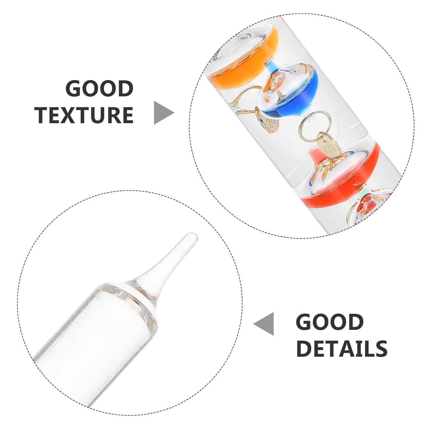 COHEALI Galileo Thermometer 4-Glass Floating Desk Ornament, Decorative Indoor Desktop Temperature Monitor in Celsius, Science Lover'S Office and Home Decor image number 4