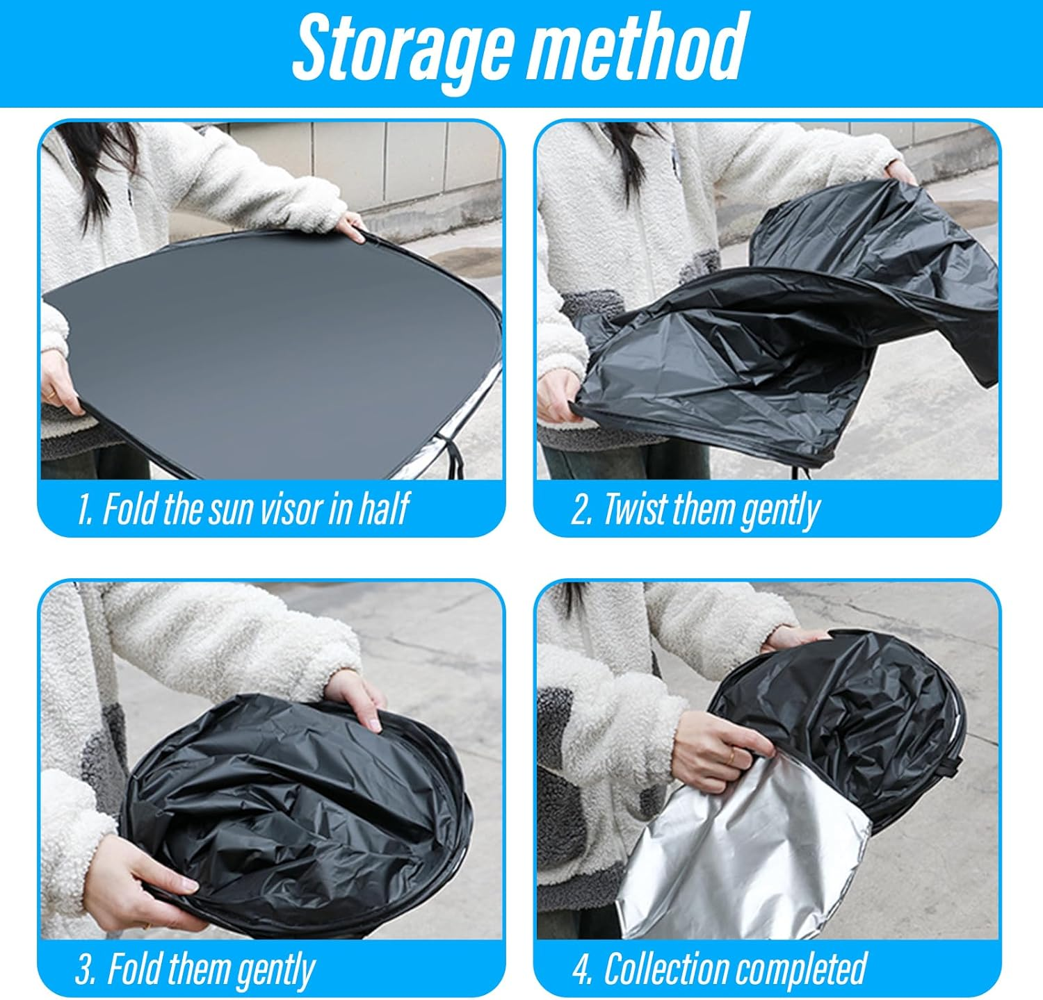 Car Windshield Sunshade with Side Window Mesh|Foldable Reflective Car Front Window Sun Shade Cover,Uv Protection Heat Insulation Sun Visor for SUV Sedan Truck RV (Large Front+4 Side) - Large Front+4 Side image number 4