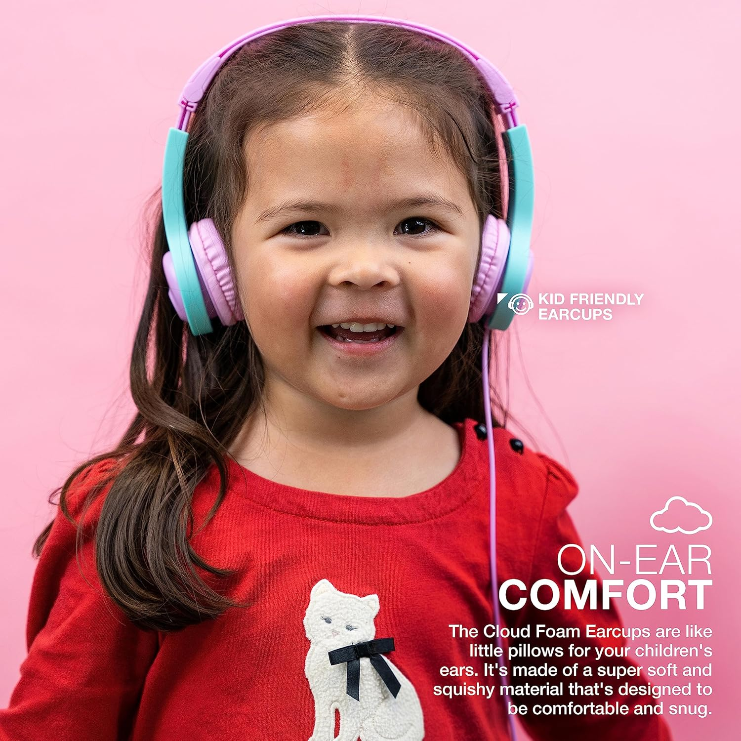 Jlab Jbuddies Folding Kids Wired Headphones Gen 2, Pink/Teal, Toddler Headphones, Noise Isolation, Kids Safe, Volume Limiting Headphones, Headphones for Children Ages 2+