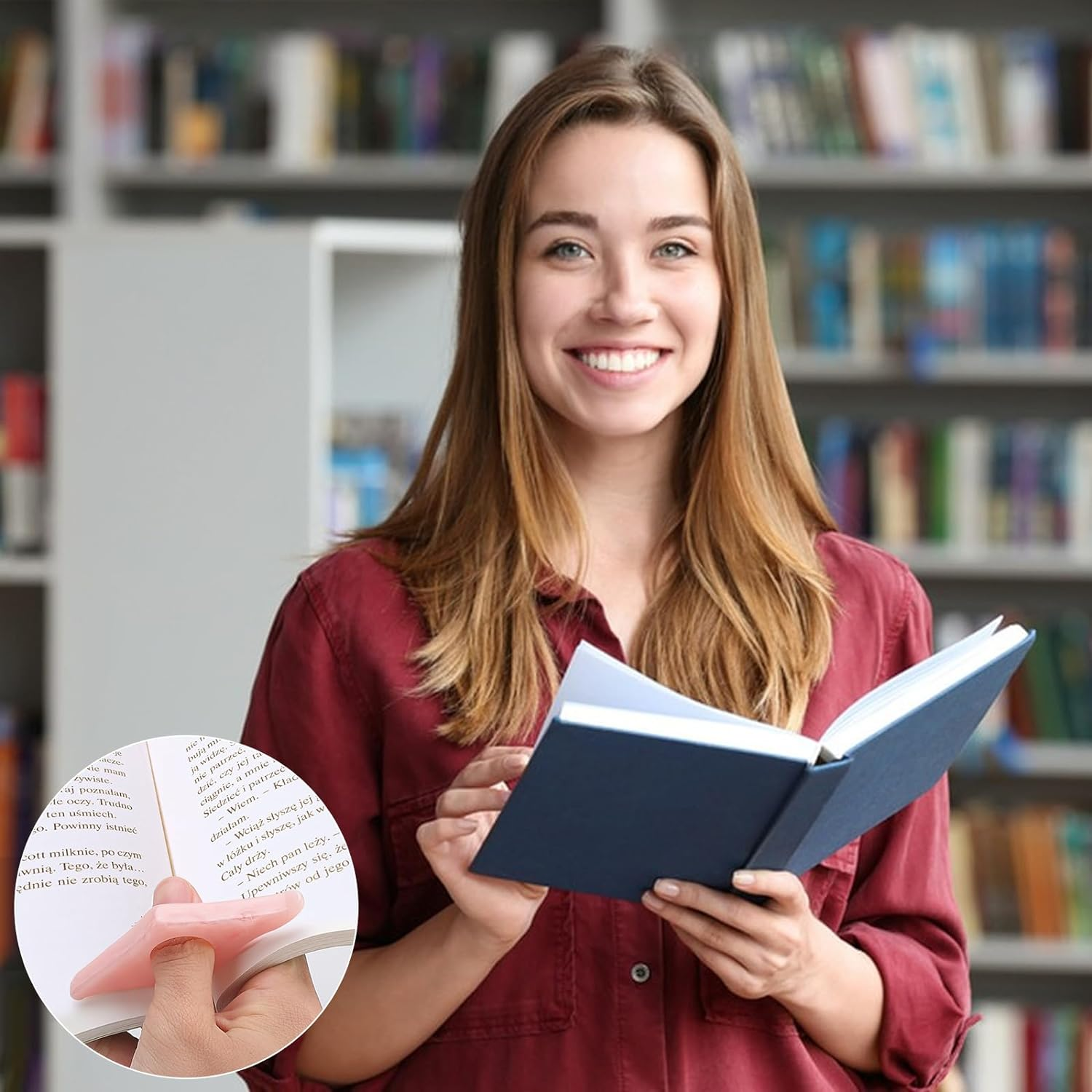 2Pack Thumb Page Holder, Energy Pattern Thumb Bookmark, Book Opener, Book Finger Page Holder for Reading Lovers (Blue and Green) image number 6