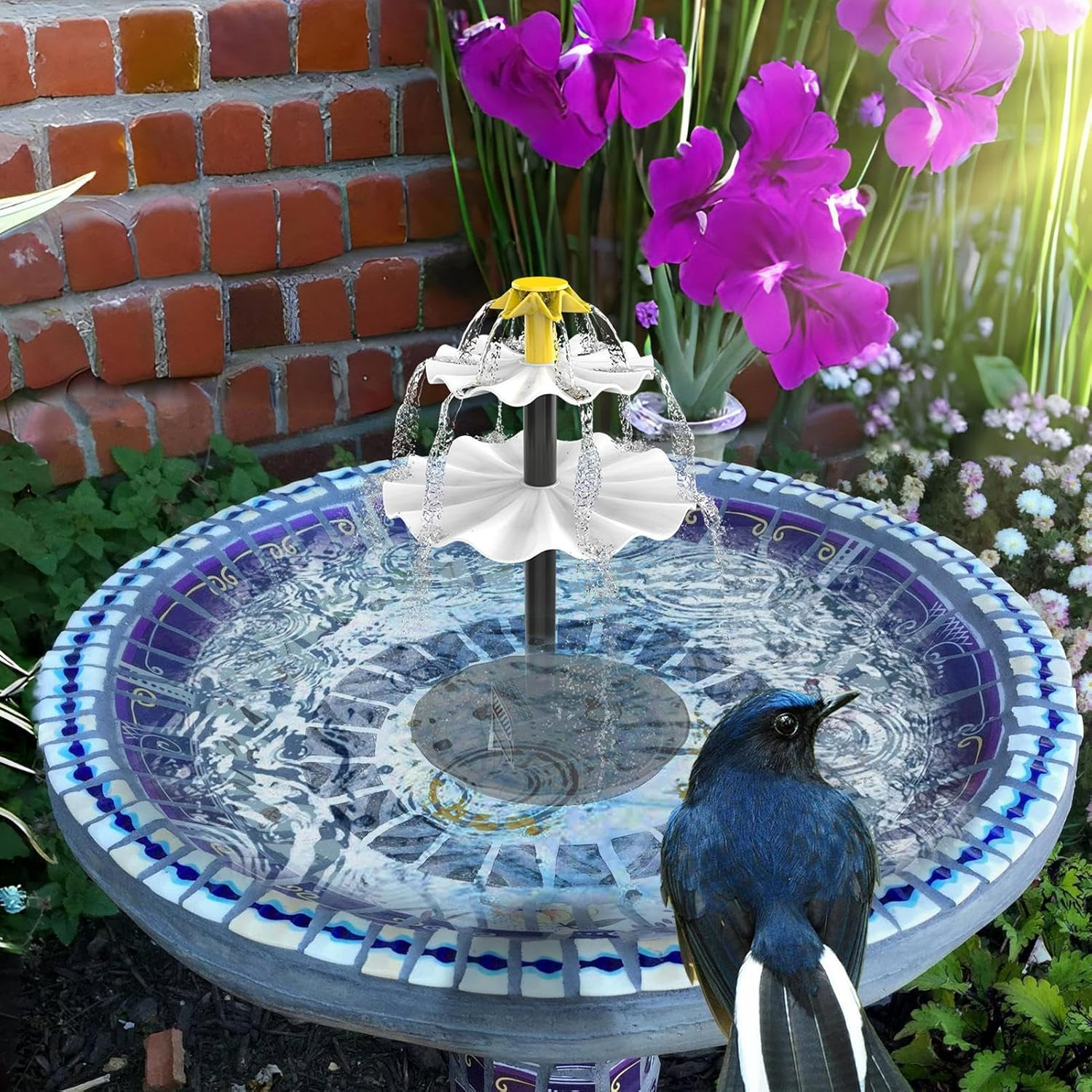 Solar Bird Bath Fountain - Outdoor Pond Pump Kit, Floating Solars Water Sprayer, Eco Friendly Power Design, Compact Garden Feature | Decorative Solar Fountain for Bird Bath Pond Patio