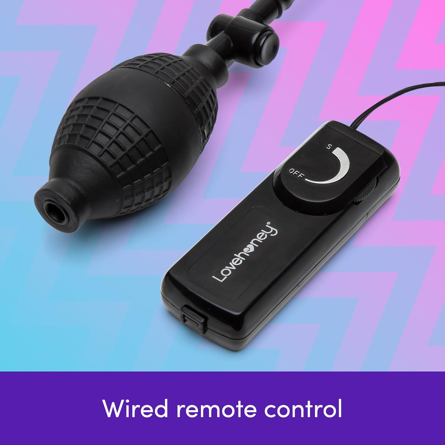 Lovehoney Vibrating Inflatable Butt Plug - 4.5 Inch Butt Plug - Wired Remote Control for Adjustable Anal Stimulation - Easy to Use Anal Bulb Pump - Black image number 3