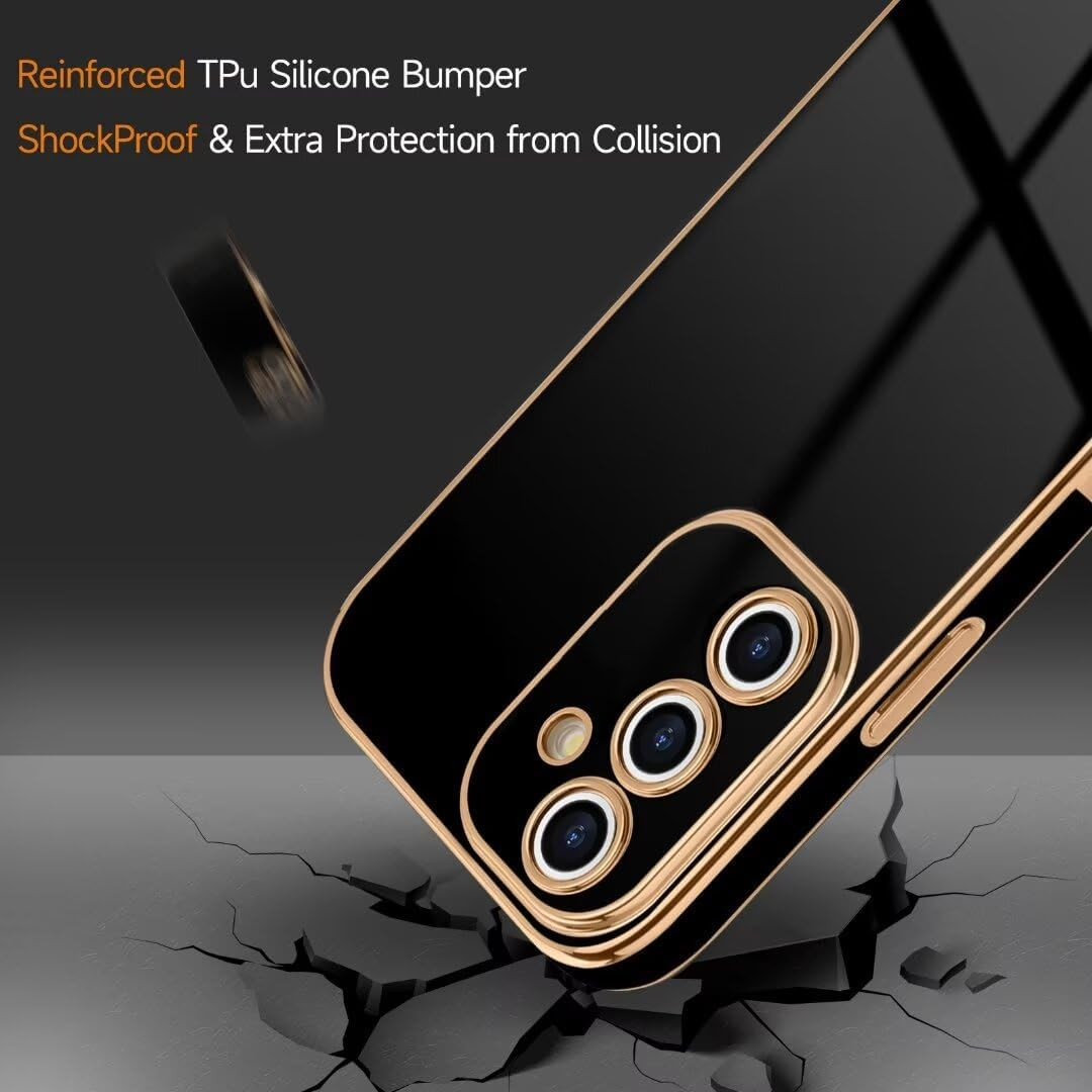 ATISIJIE Case for Samsung Galaxy A16 Mobile Phone Case Original, Ultra Thin Electroplated Soft Silica Gel Scratch-Resistant TPU Mobile Phone Case, Simple Stylish Shiny Protective Cover Case Black image number 3