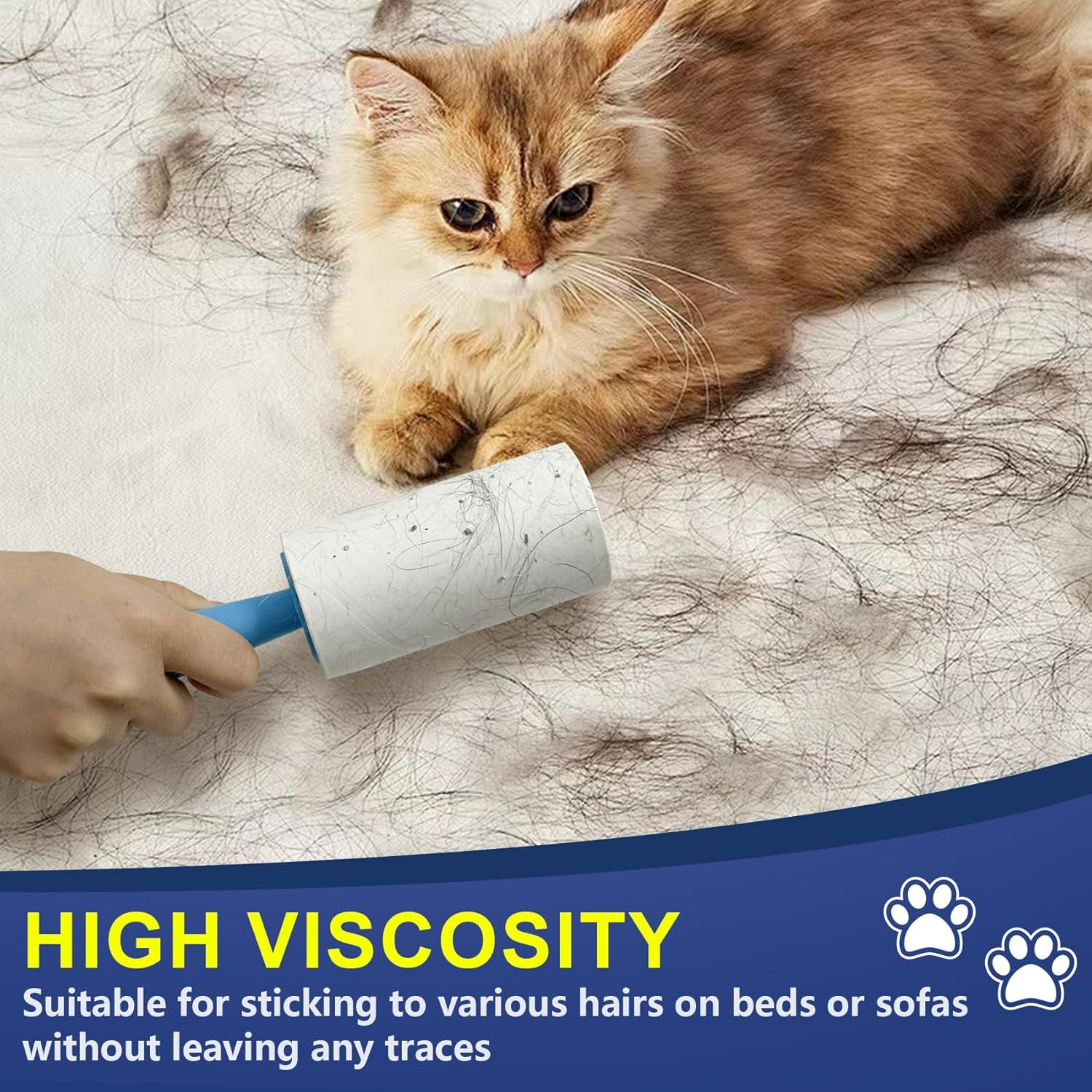 OUYOOOO Sticky Roller - 2 Upgraded Handles and 720 Pieces Extra Sticky Portable Pet Hair Remover for Car, Furniture, Bed and Carpet, Lint Roller Refill Removes Cat and Dog Hair and Dust. image number 4