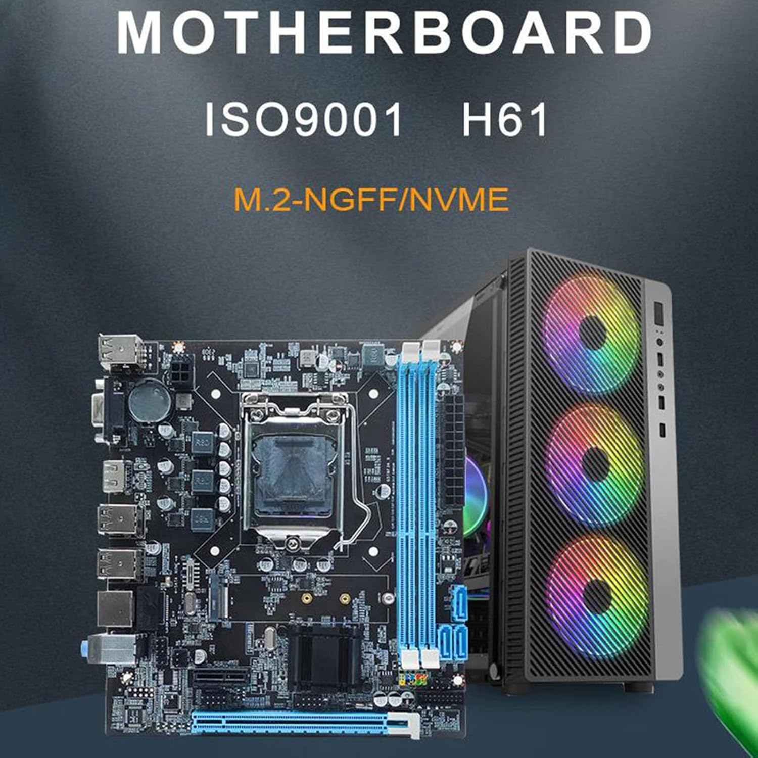 Desktop Motherboard, LGA 1155 CPU 2Nd Gen Slot Dual Channel DDR3 Motherboard with 3 Phase Power, HD VGA Ouput, Micro ATX Motherboard for Gaming image number 1