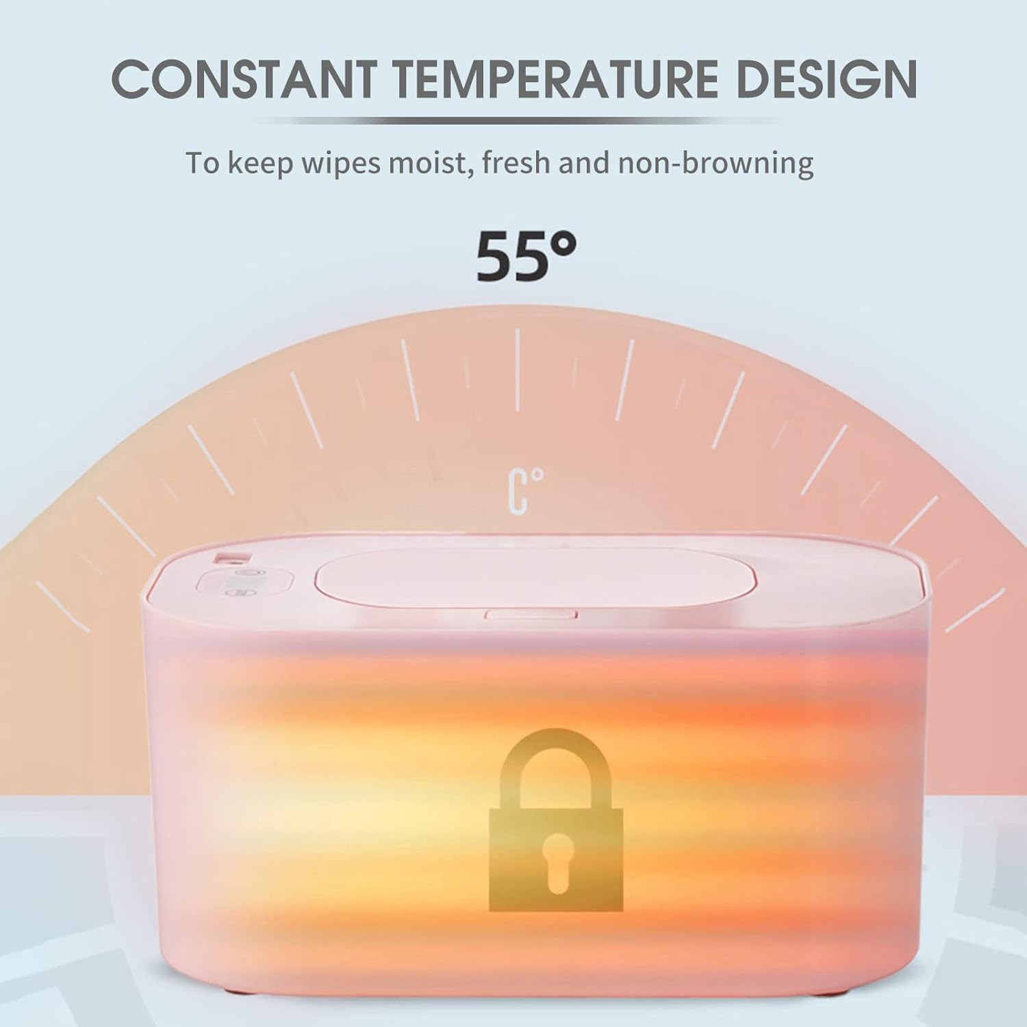 Baby Wet Wipe Warmer, USB Baby Wet Wipe Warmer 3 Temperature Modes Diaper Wipe Warmer 10W Constant Temperature Large Capacity Baby Wet Wipe Warmer Dispenser for Home Car Travel Pink image number 1