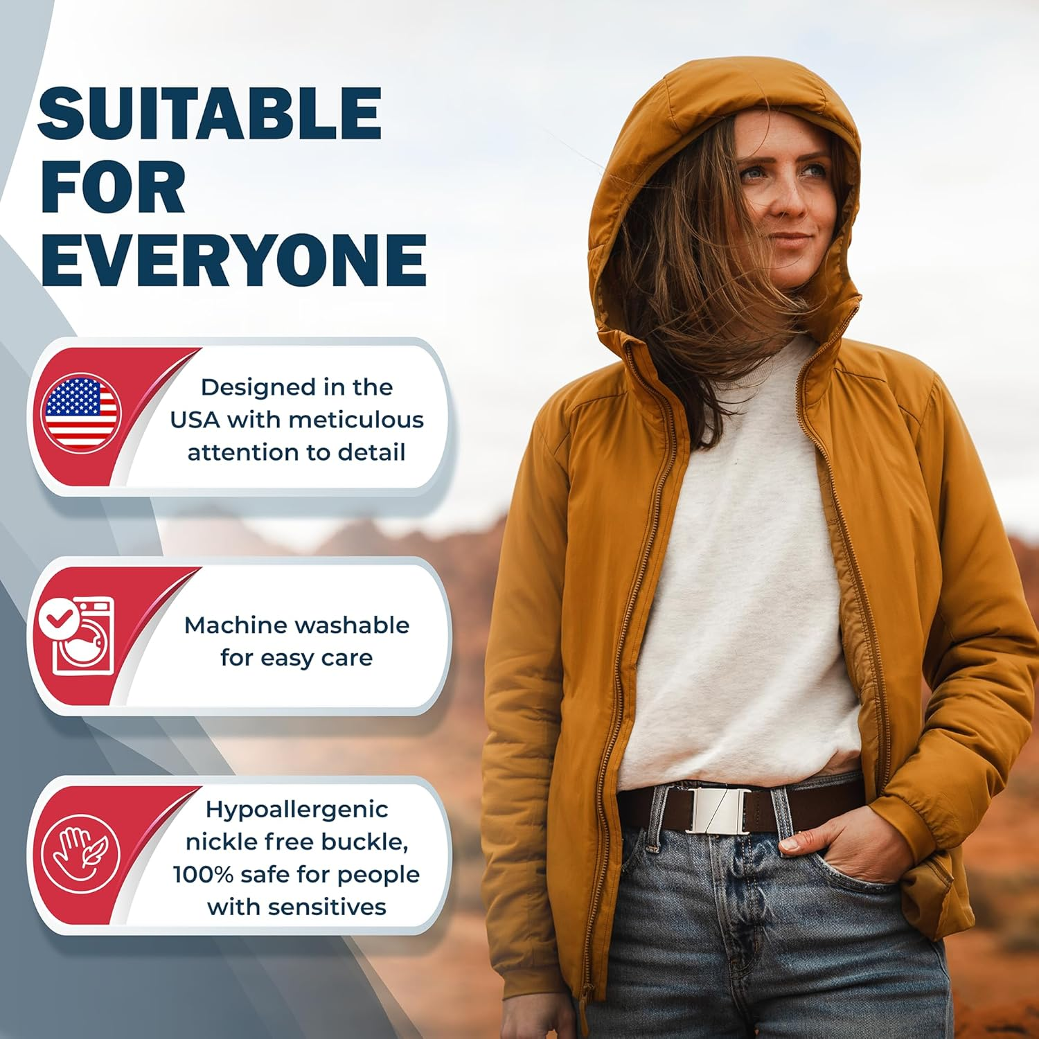 ONE-BELT No Show Invisible Elastic Belts for Women & Men 1.5" Adjustable Non Slip Fits Waist Upto 50 Inch. Designed in USA. image number 3