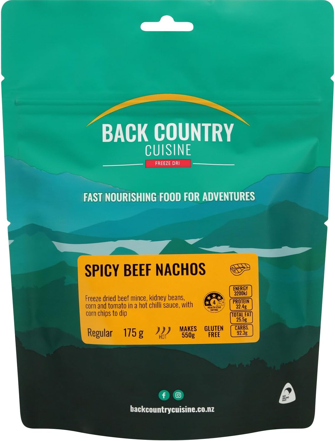 Back Country Cuisine Spicy Beef Nachos Freeze Dried Food, 175 G